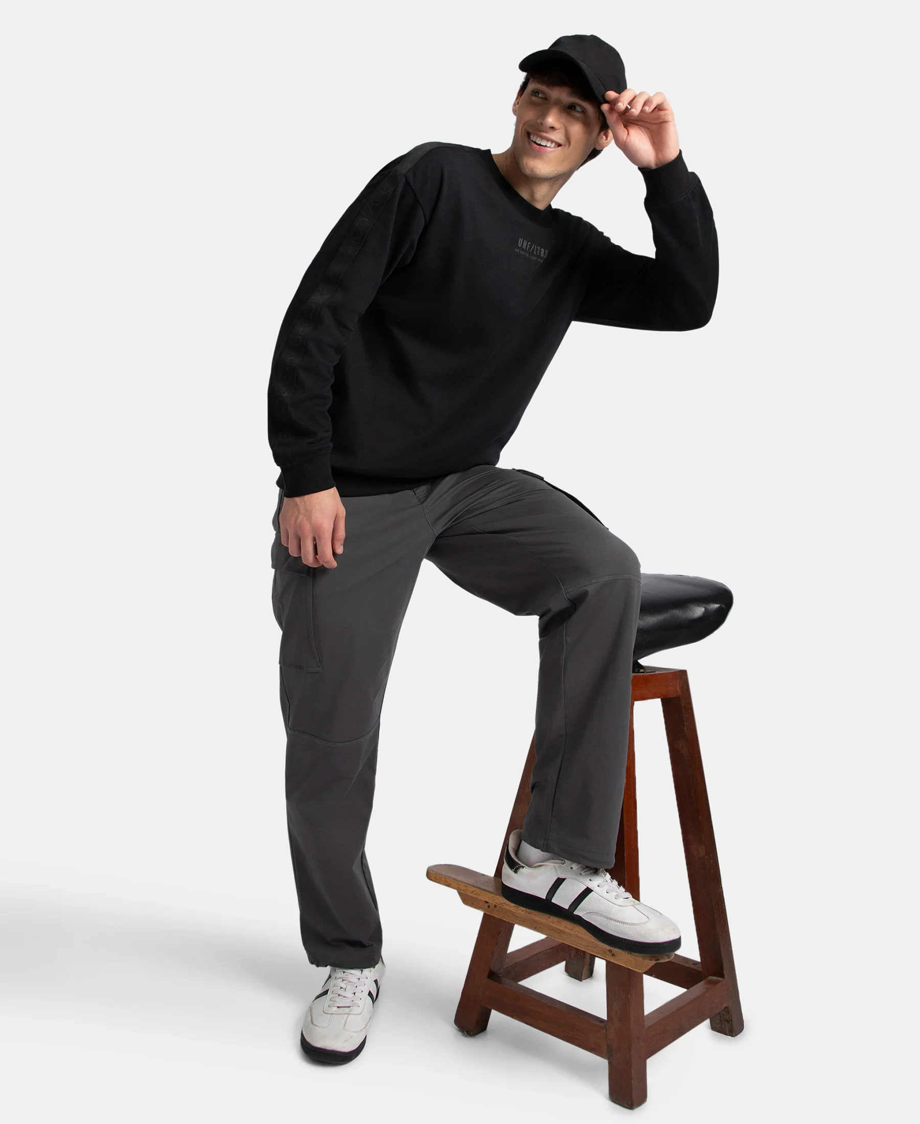 Super Combed Cotton Rich Oversized Graphic Printed Full Sleeve T-Shirt - Black - Image 6