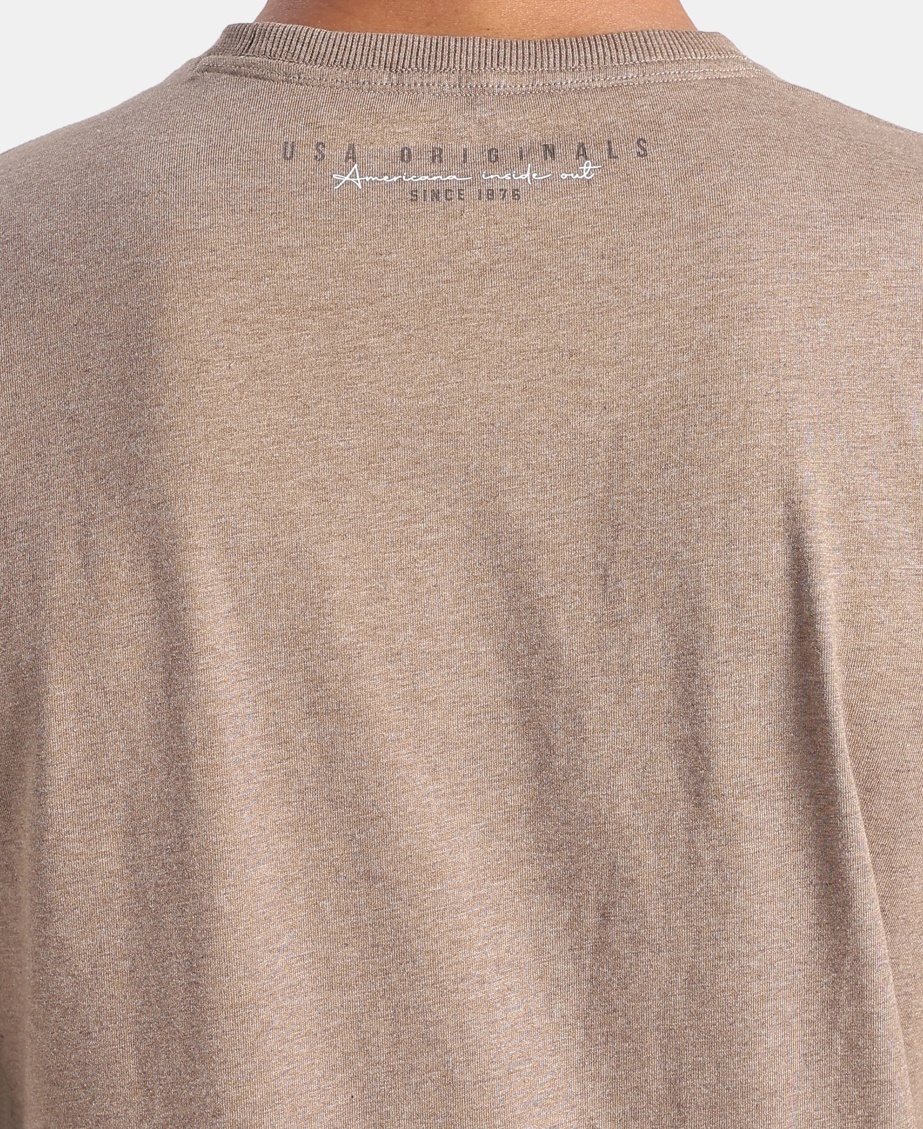 Super Combed Cotton Rich Graphic Printed Round Neck Full Sleeve T-Shirt - Brownie Melange - Image 8