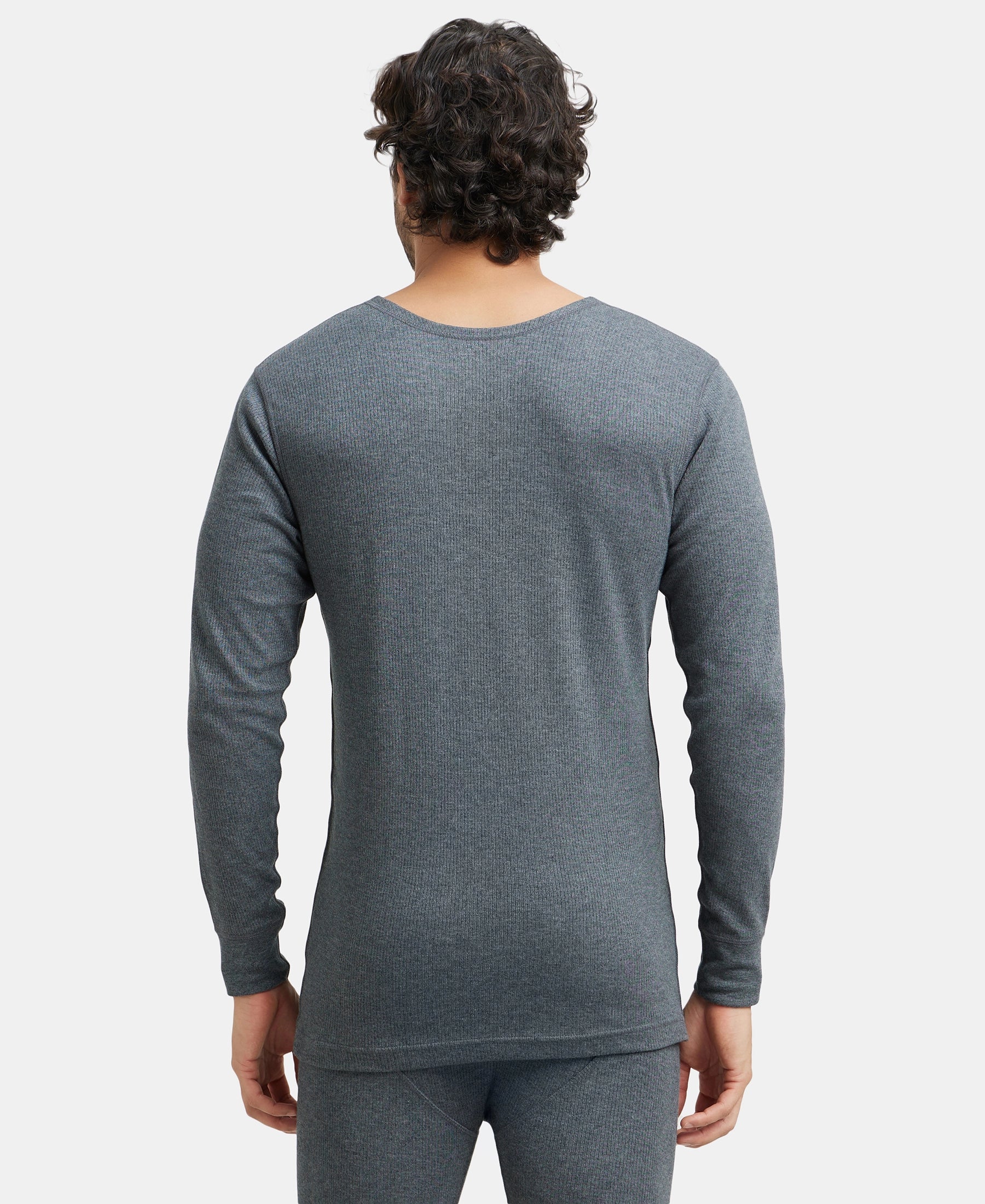 Extra Warmth Super Combed Cotton Rich Full Sleeve Thermal Set with StayWarm Technology - Charcoal Melange - Image 3