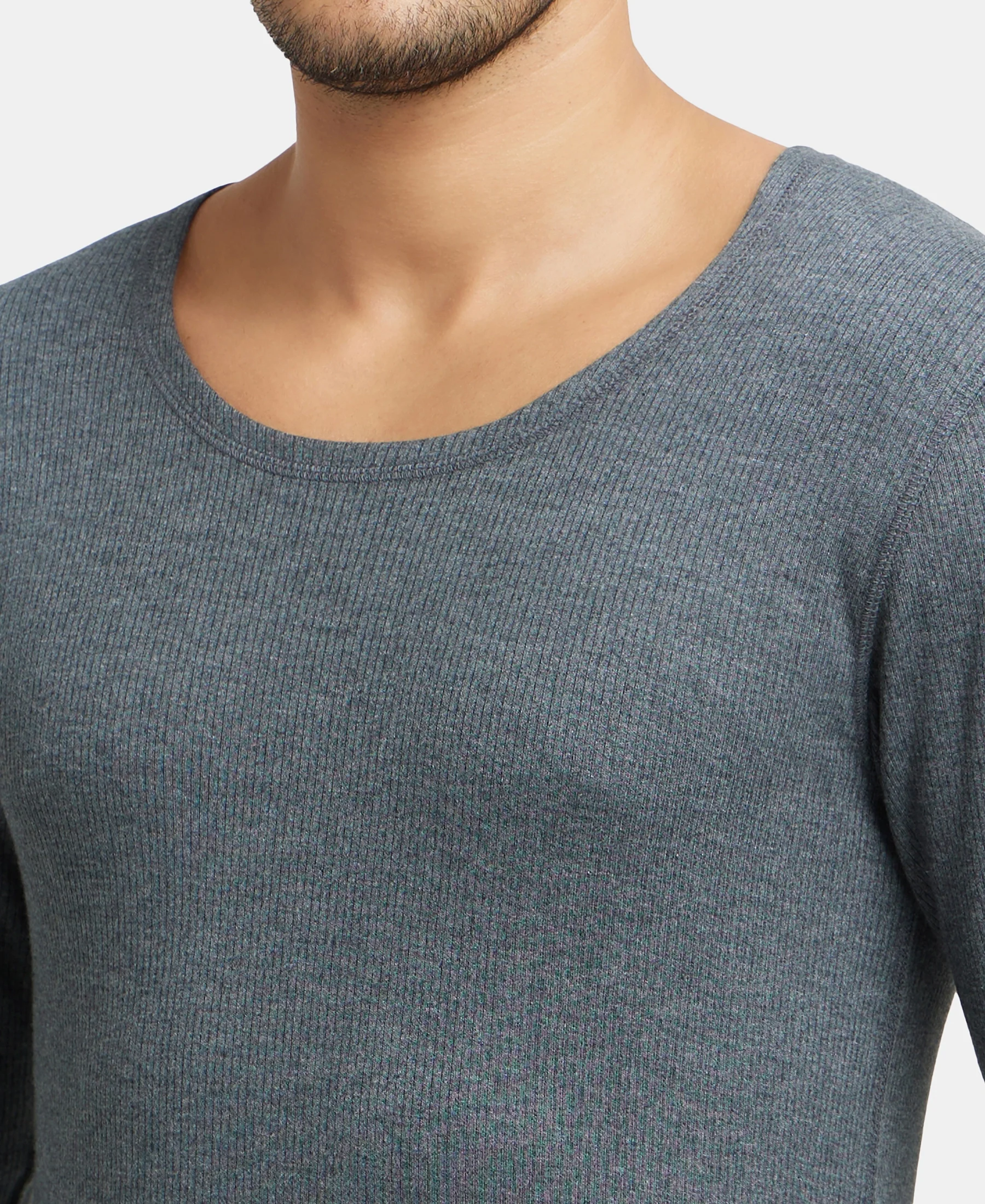 Extra Warmth Super Combed Cotton Rich Full Sleeve Thermal Set with StayWarm Technology - Charcoal Melange - Image 4