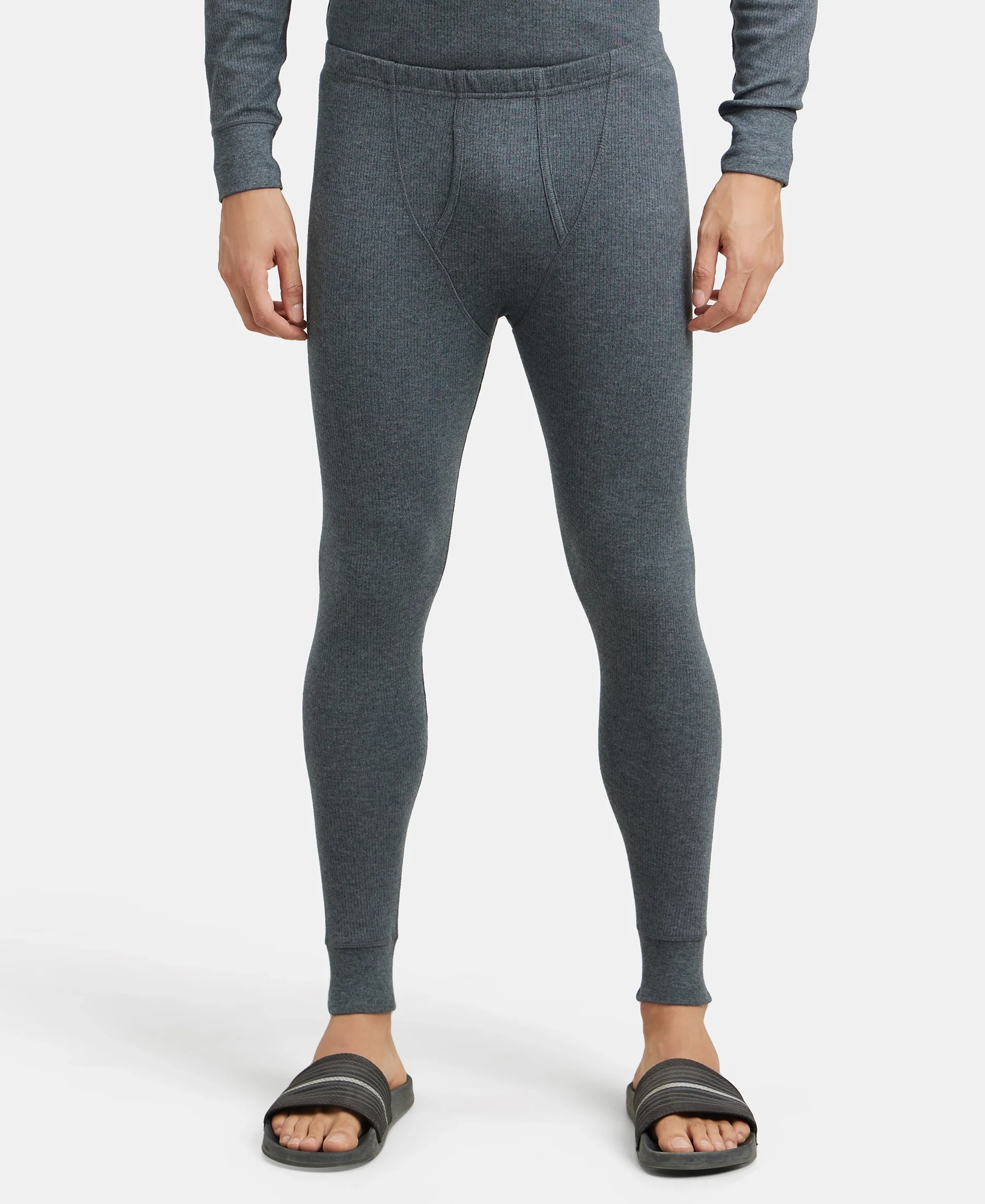 Extra Warmth Super Combed Cotton Rich Full Sleeve Thermal Set with StayWarm Technology - Charcoal Melange - Image 6