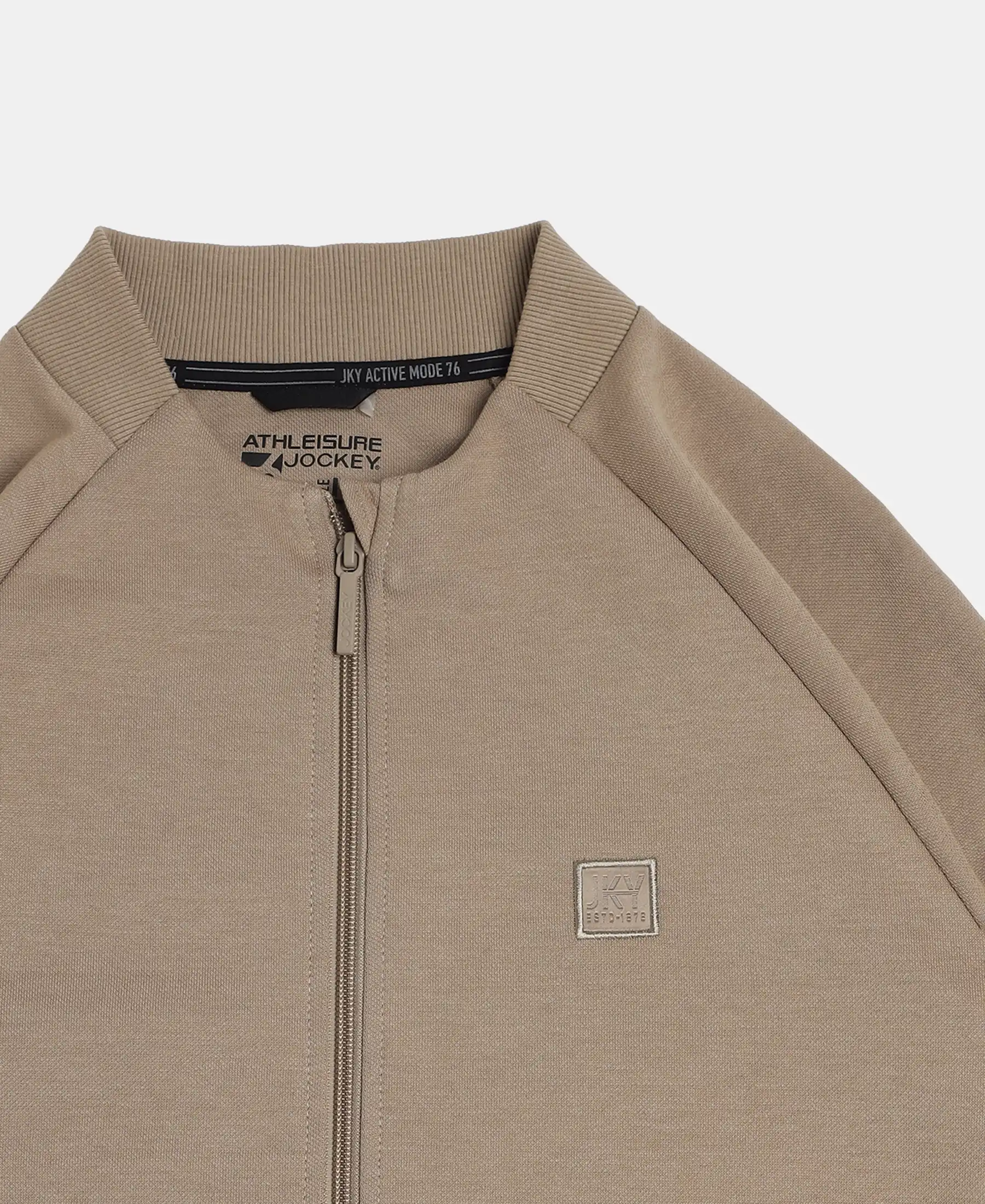 Super Combed Cotton Rich Pique Fabric Jacket with Ribbed Cuffs - Desert Taupe - Image 9