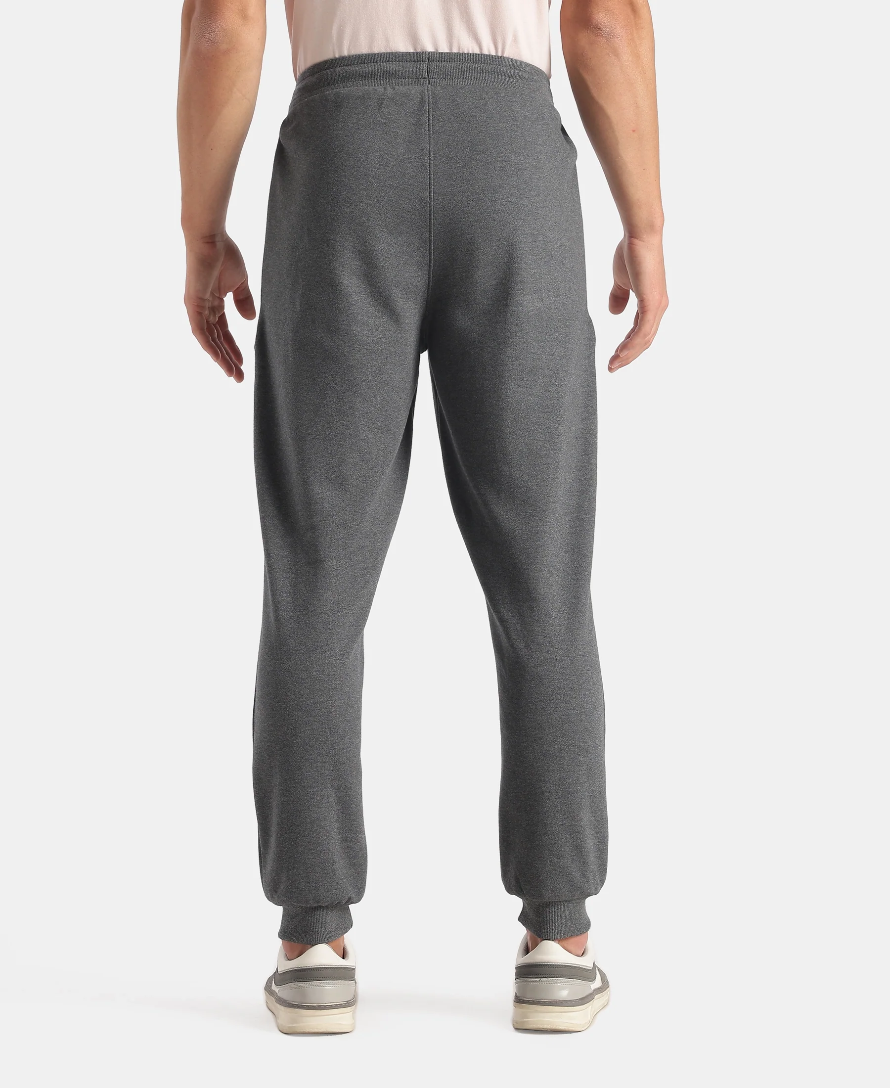 Super Combed Cotton Rich Regular Fit Jogger with Zipper Pockets - Charcoal Melange - Image 3