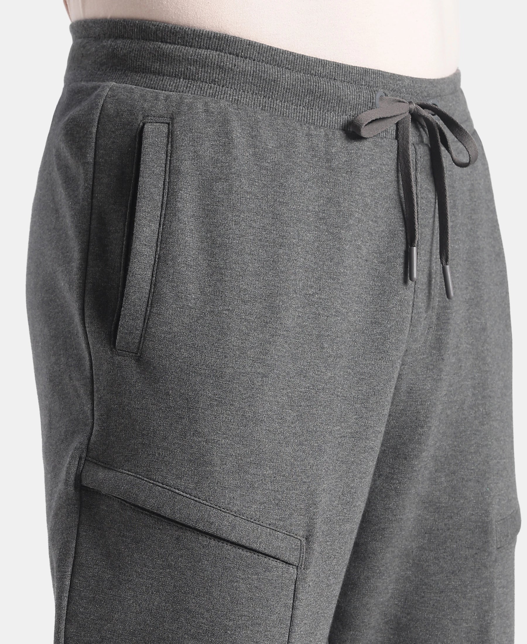 Super Combed Cotton Rich Regular Fit Jogger with Zipper Pockets - Charcoal Melange - Image 7
