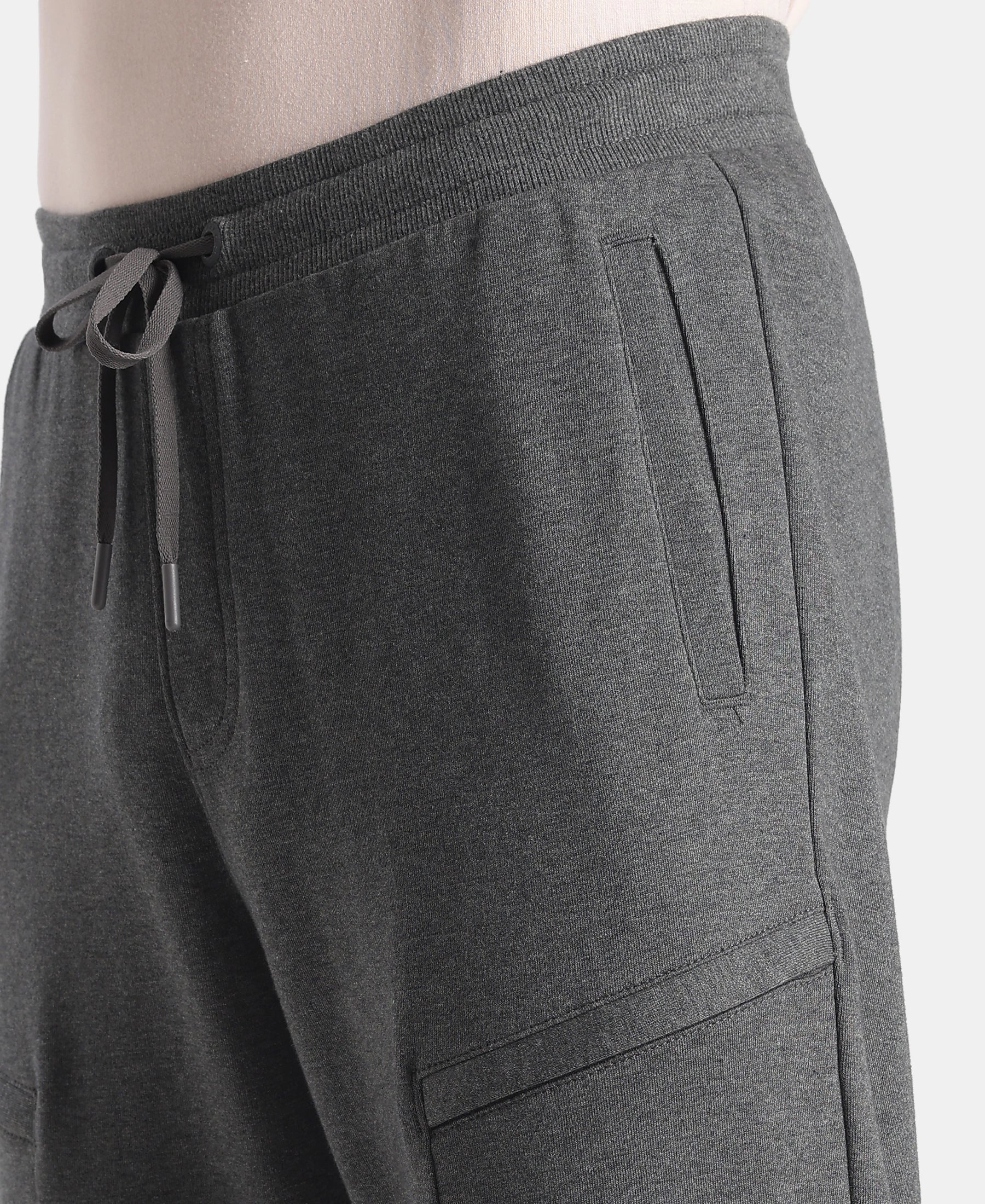 Super Combed Cotton Rich Regular Fit Jogger with Zipper Pockets - Charcoal Melange - Image 8