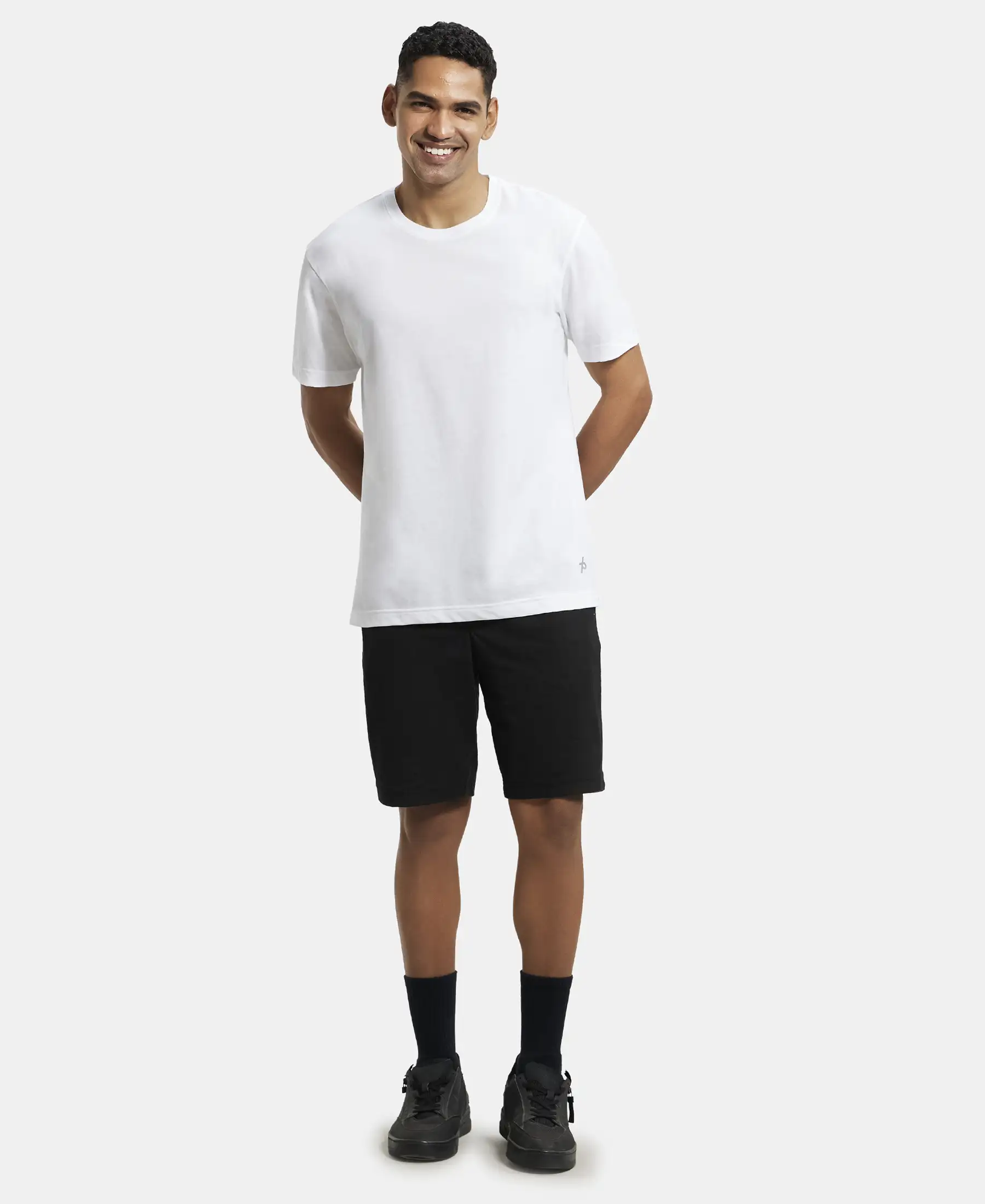 Super Combed Cotton Rich Round Neck Half Sleeve T-Shirt - White - Image 4