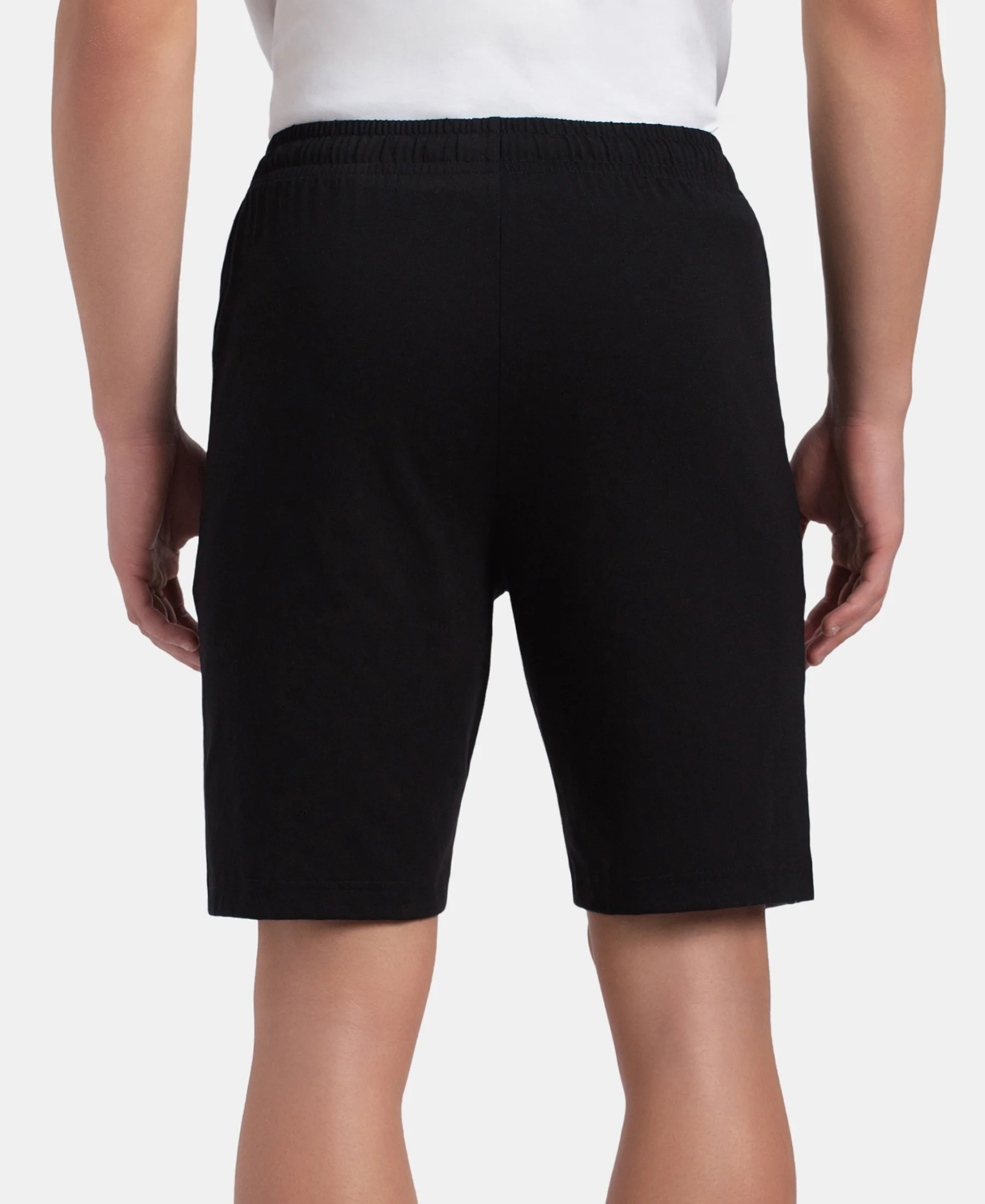 Super Combed Cotton Rich Straight Fit Shorts with Zipper Pockets - Black & Performance Grey - Image 3