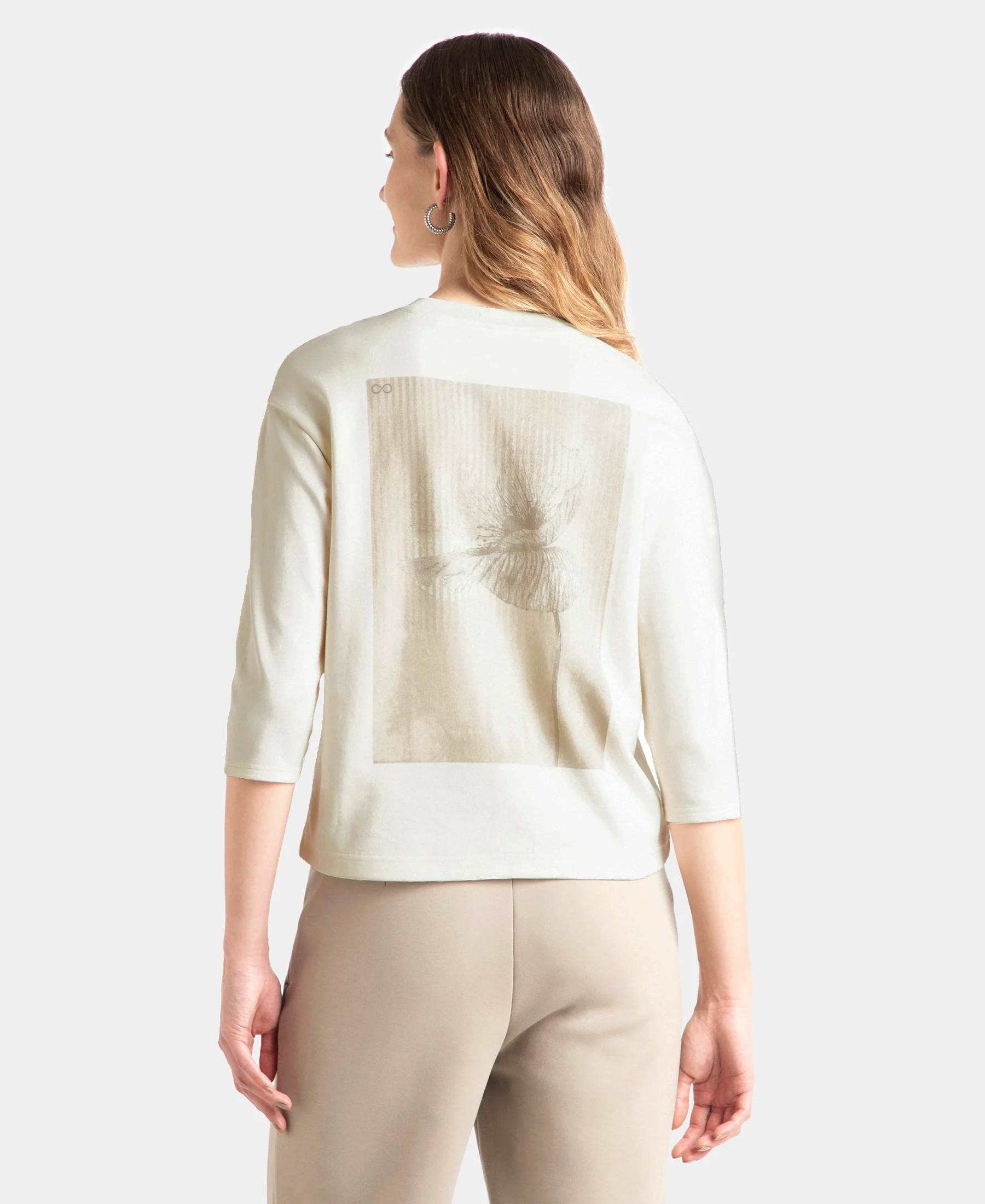 Super Combed Cotton Rich Three Quarter Sleeve Graphic Printed T-Shirt - Snow White - Image 3