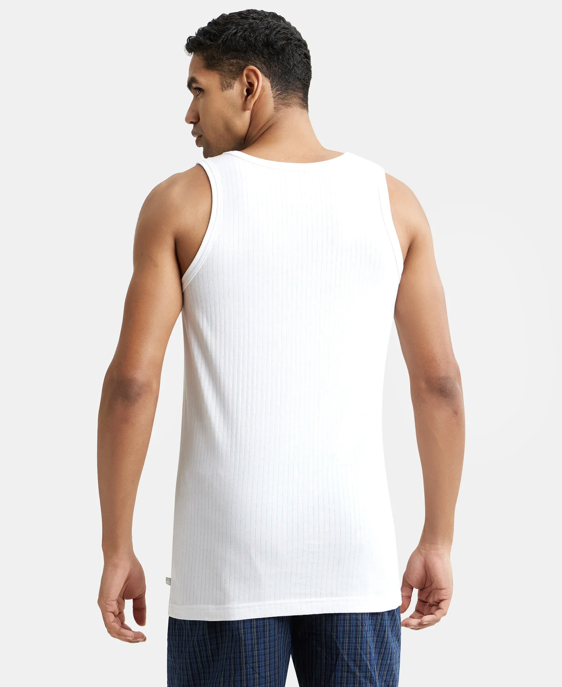 Super Combed Cotton Round Neck Sleeveless Vest - White (Pack of 2) - Image 3
