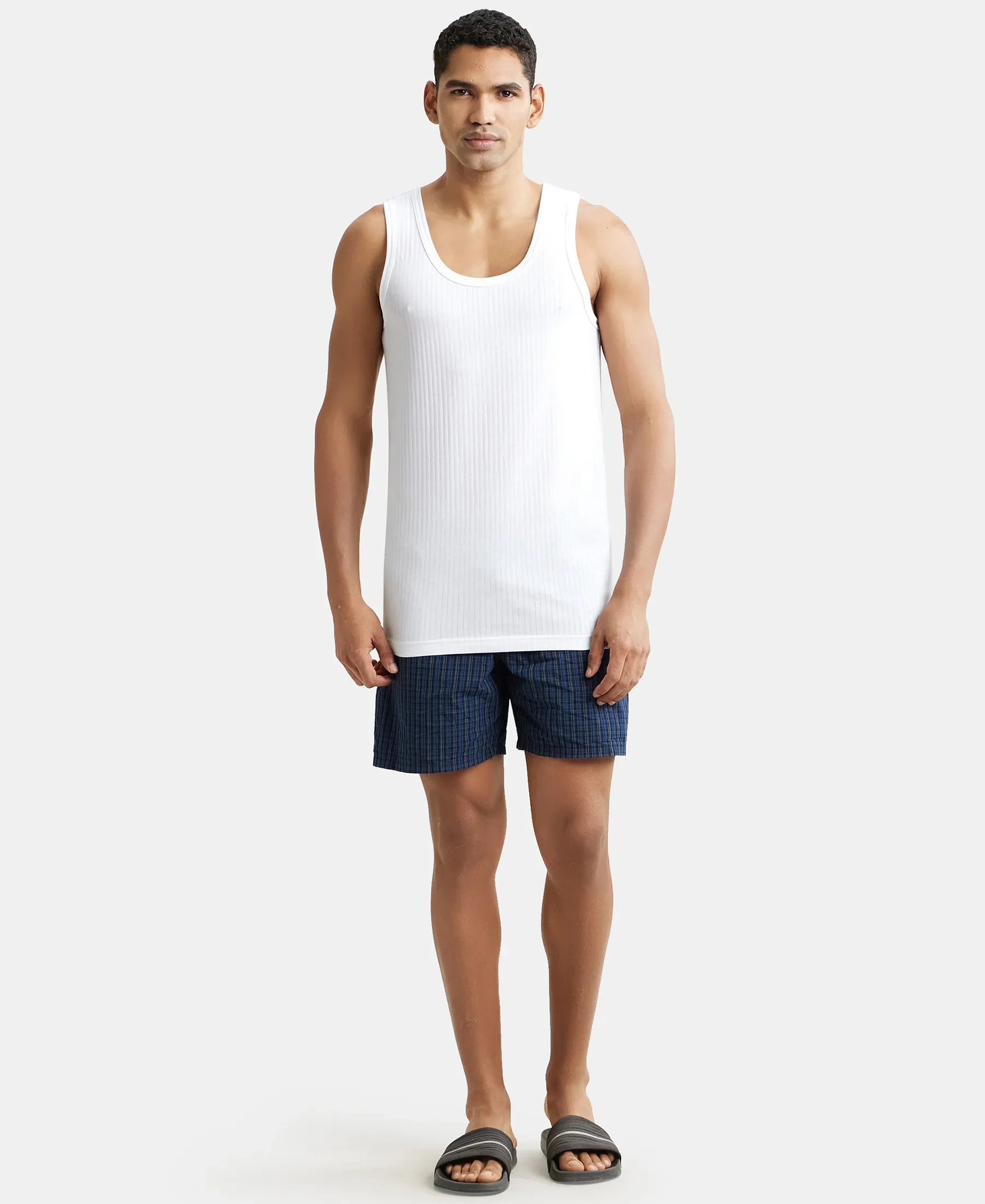 Super Combed Cotton Round Neck Sleeveless Vest - White (Pack of 2) - Image 4