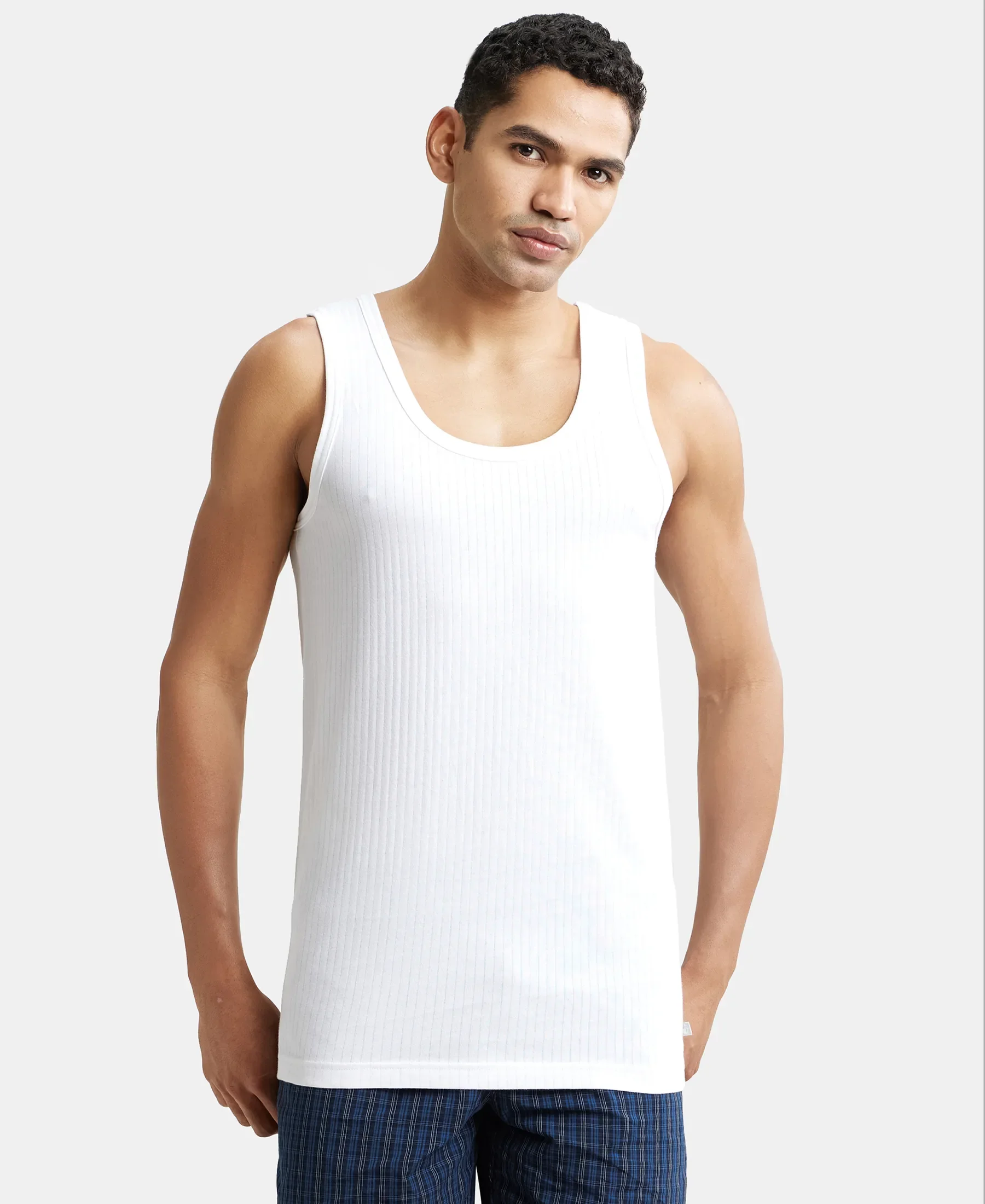 Super Combed Cotton Round Neck Sleeveless Vest - White (Pack of 2) - Image 7