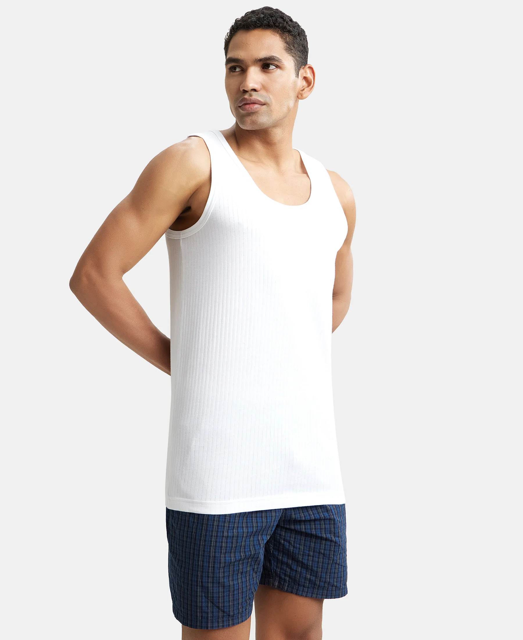 Super Combed Cotton Round Neck Sleeveless Vest - White (Pack of 2) - Image 9