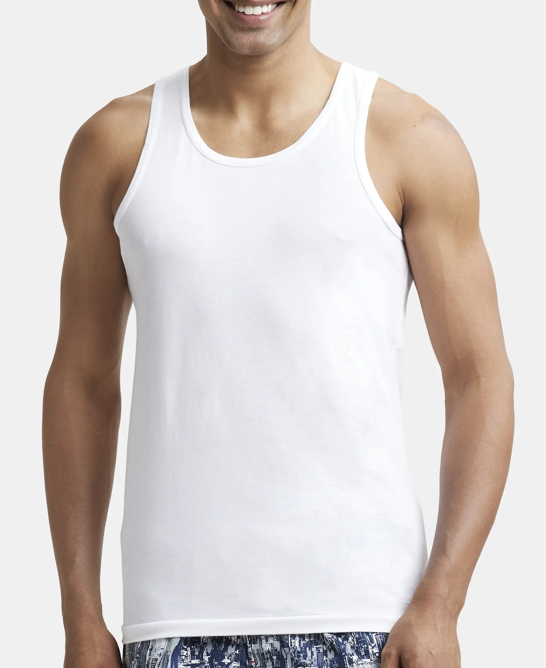 Super Combed Cotton Round Neck Sleeveless Vest - White (Pack of 2) - Image 6