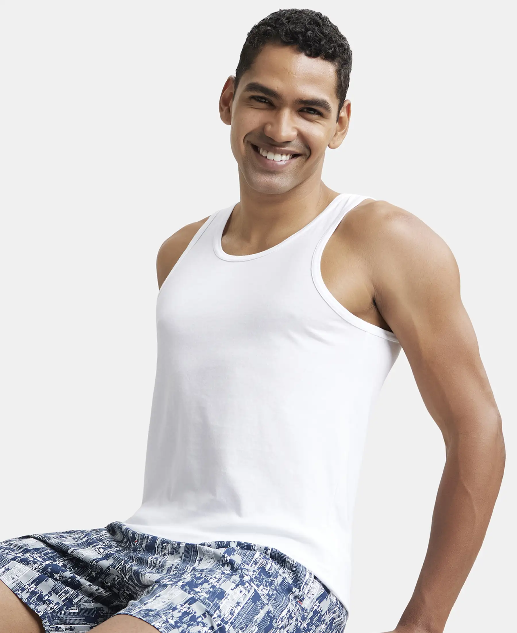 Super Combed Cotton Round Neck Sleeveless Vest - White (Pack of 2) - Image 8