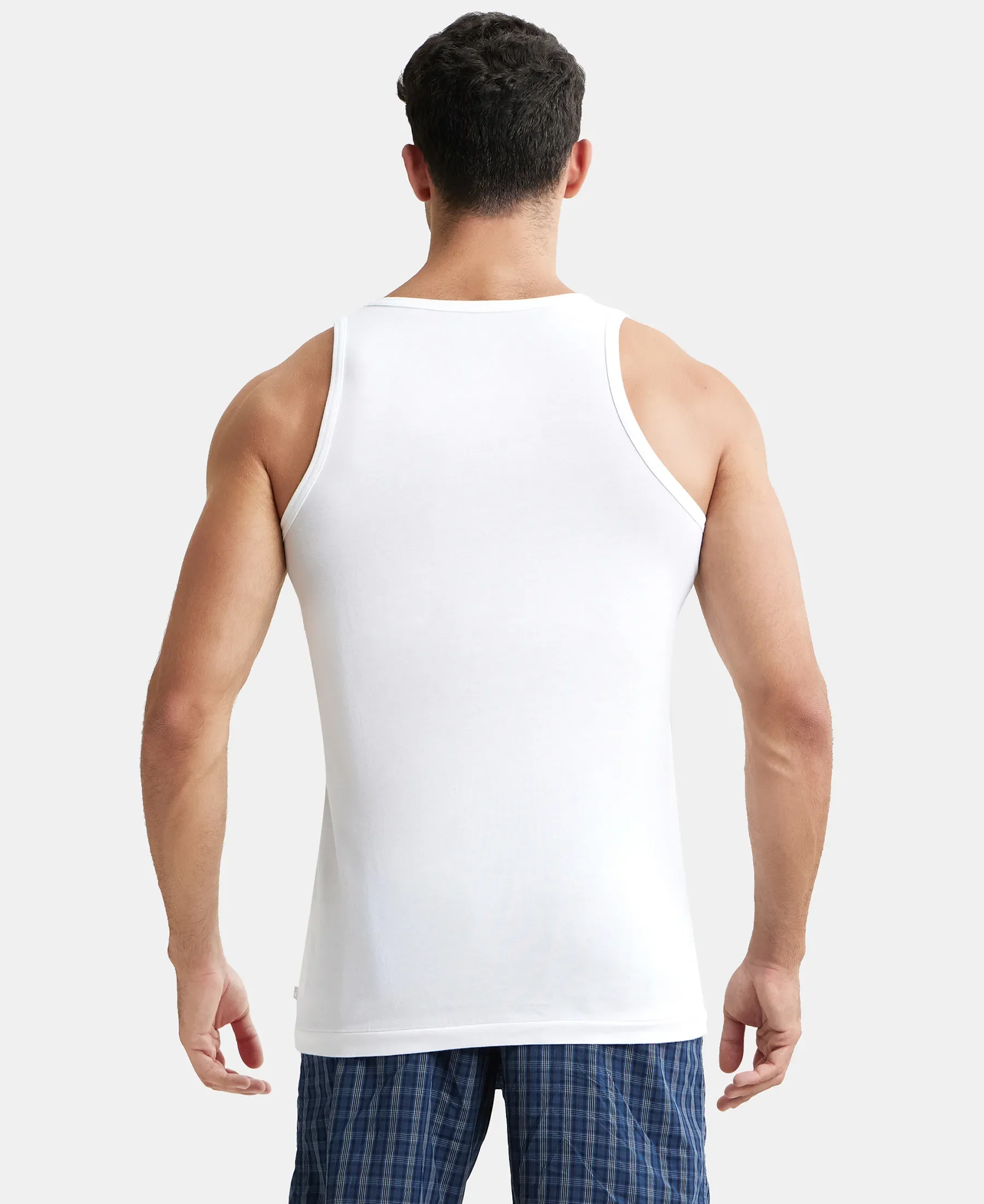 Super Combed Cotton Round Neck Sleeveless Vest - White (Pack of 3) - Image 3