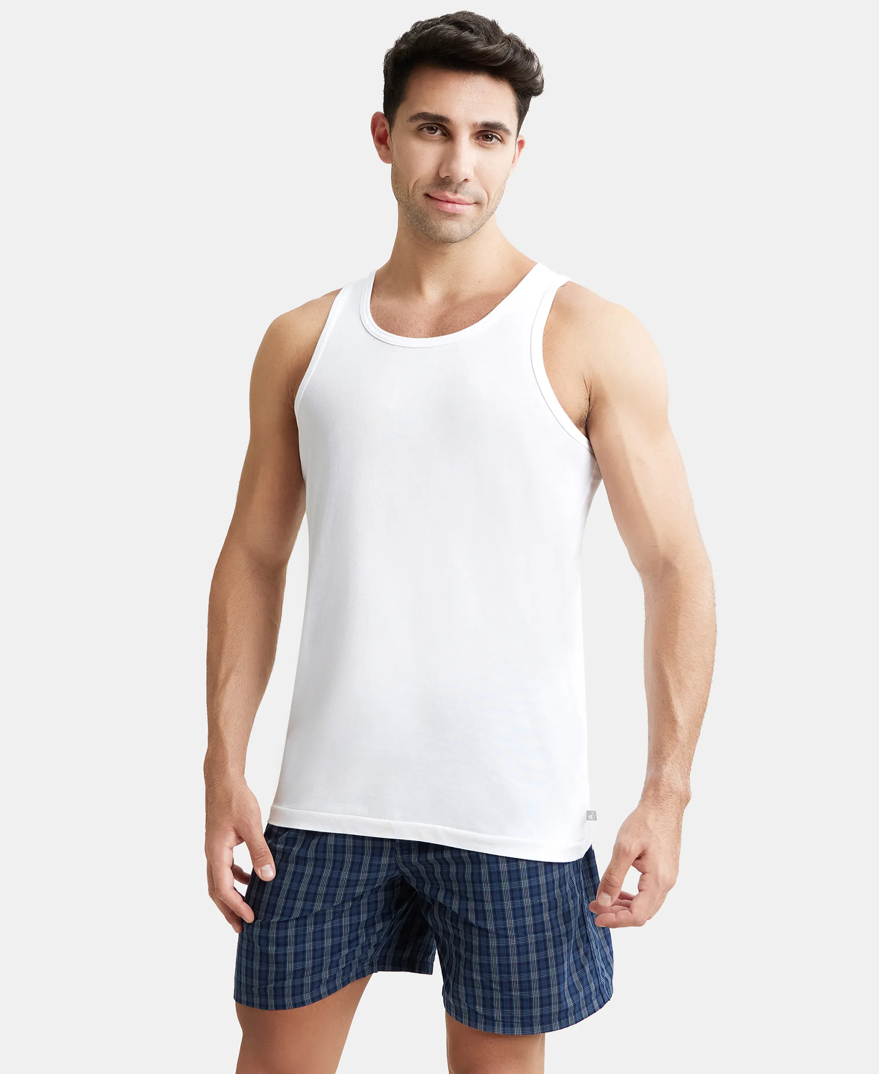 Super Combed Cotton Round Neck Sleeveless Vest - White (Pack of 3) - Image 9