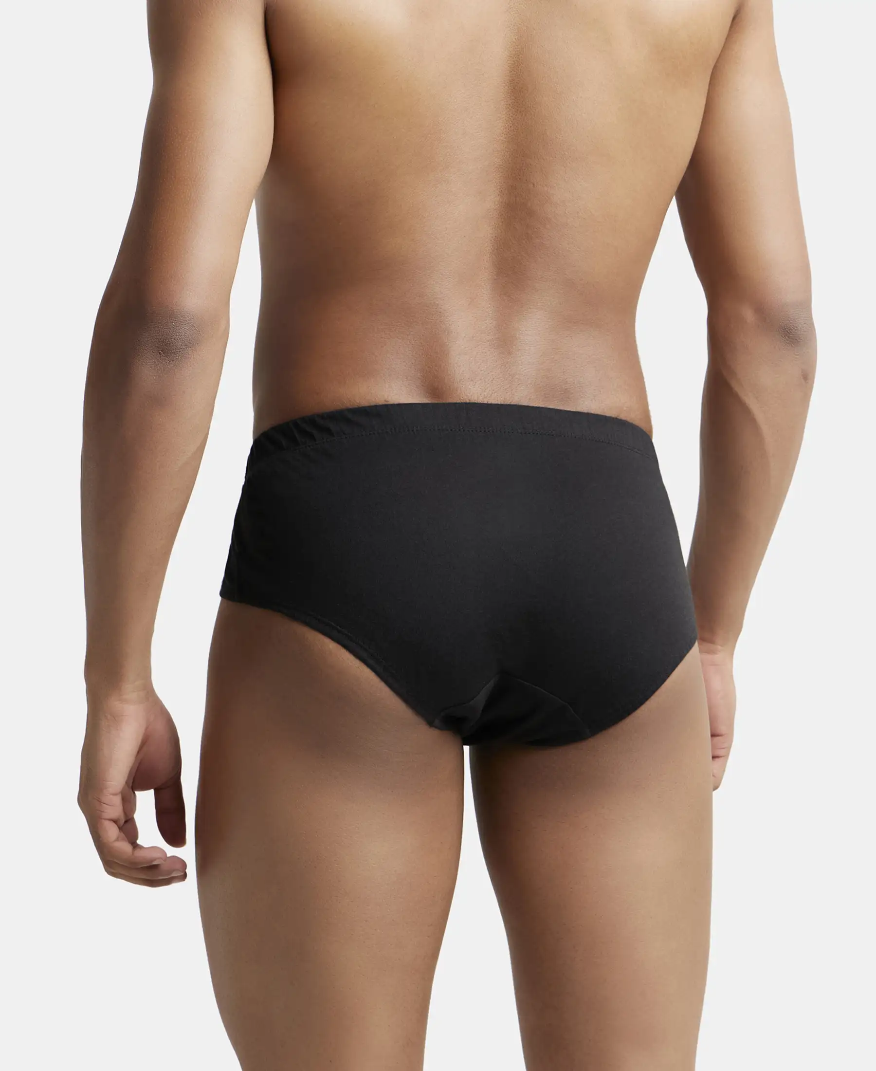 Super Combed Cotton Solid Brief with Ultrasoft Concealed Waistband - Black (Pack of 3) - Image 3