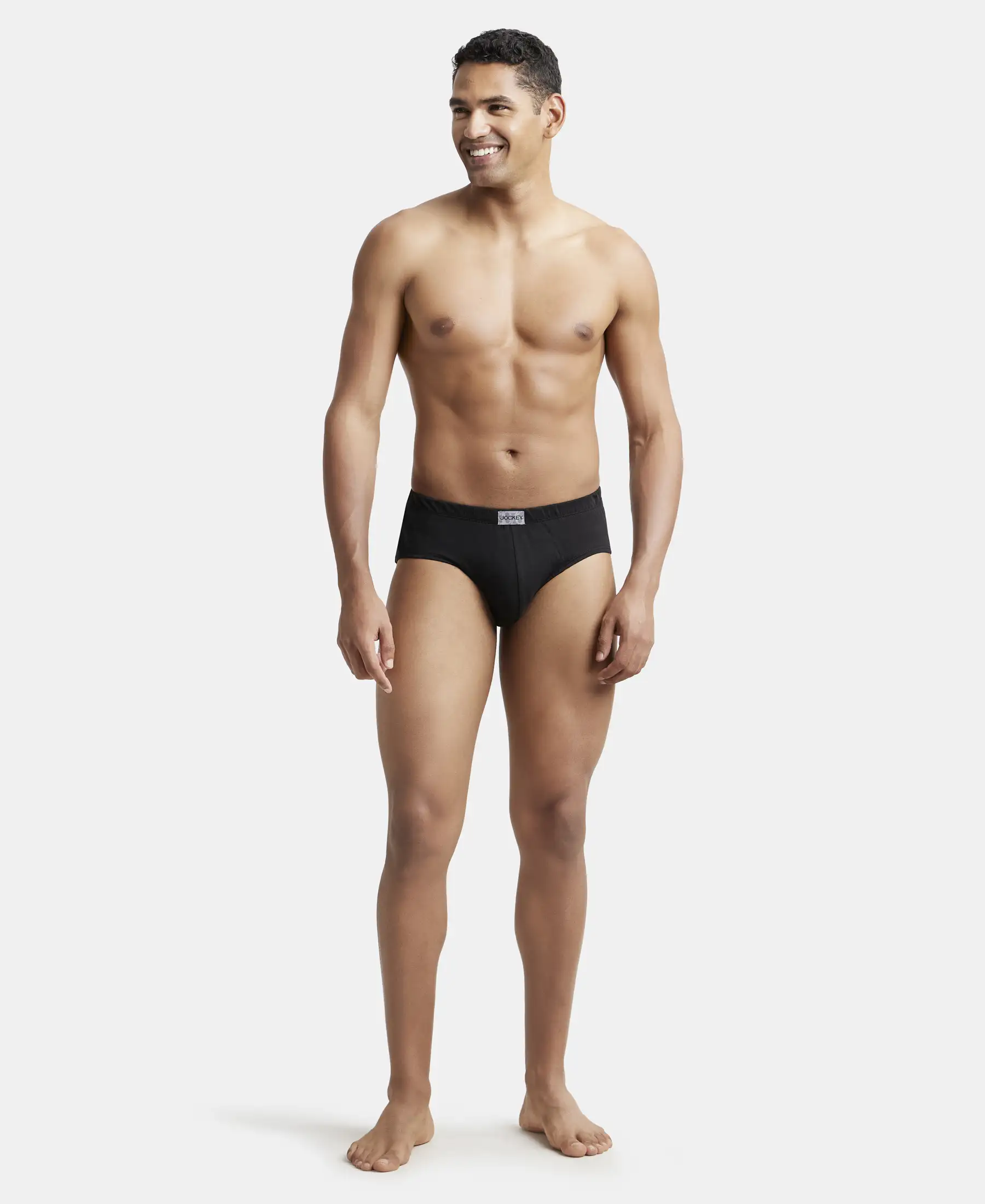 Super Combed Cotton Solid Brief with Ultrasoft Concealed Waistband - Black (Pack of 3) - Image 4