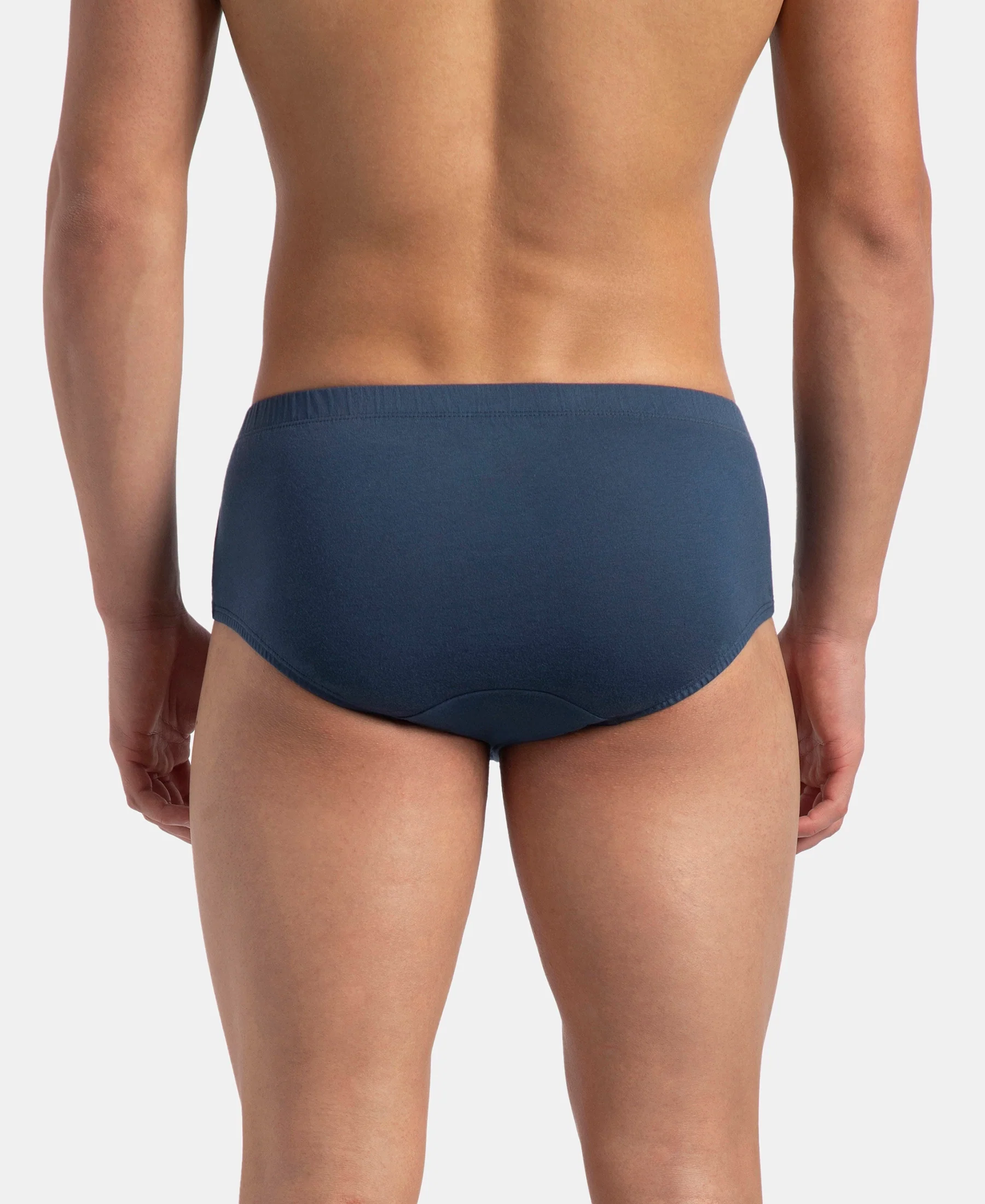 Super Combed Cotton Solid Brief with Ultrasoft Concealed Waistband - Dark Denim - Image 3
