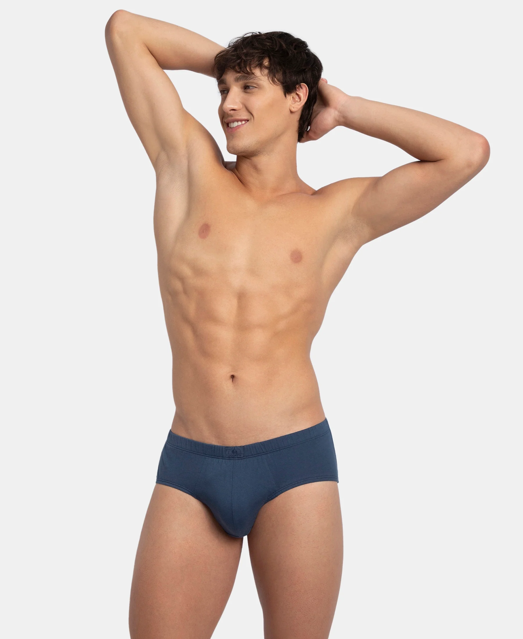 Super Combed Cotton Solid Brief with Ultrasoft Concealed Waistband - Dark Denim - Image 5