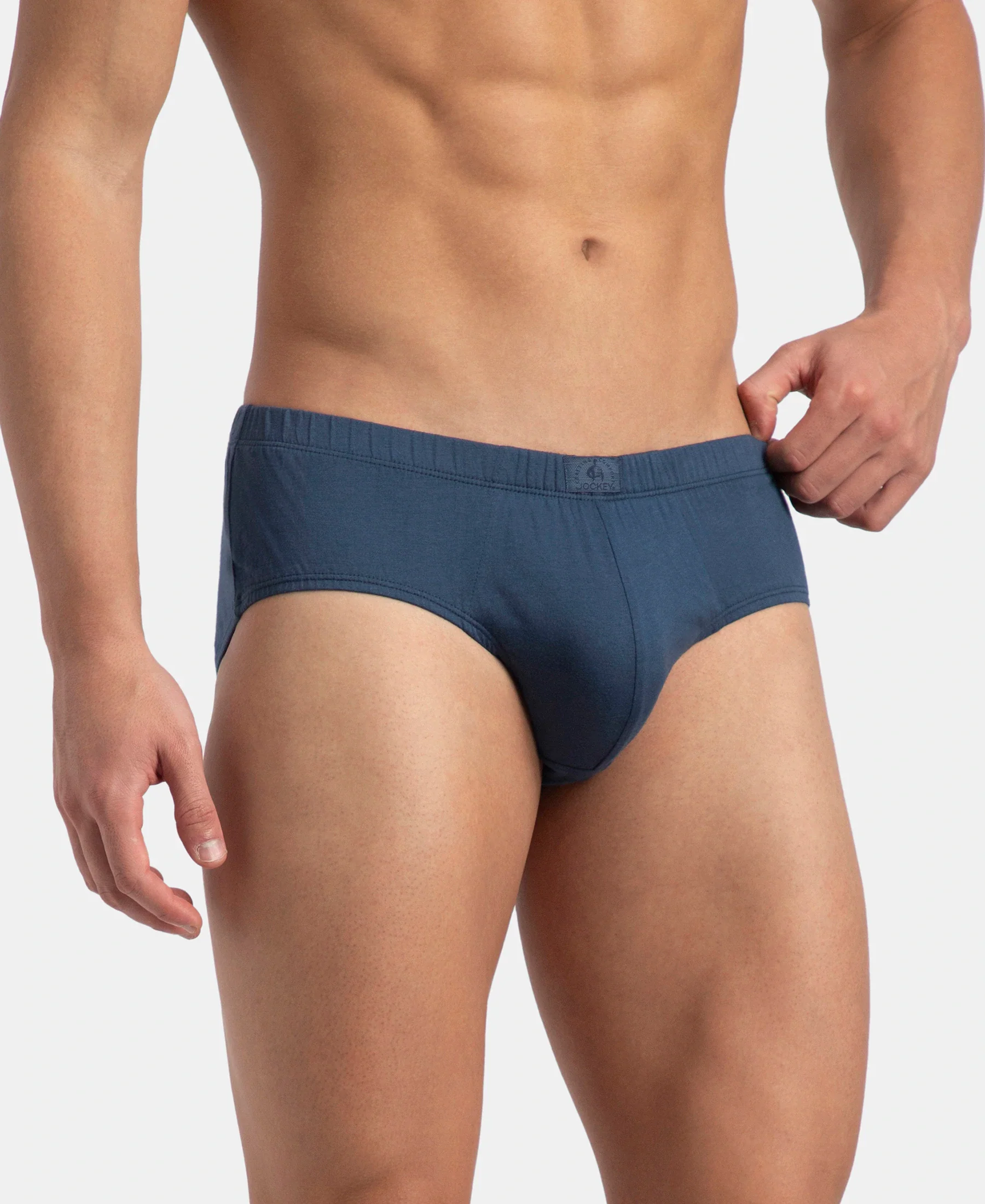 Super Combed Cotton Solid Brief with Ultrasoft Concealed Waistband - Dark Denim (Pack of 2) - Image 3