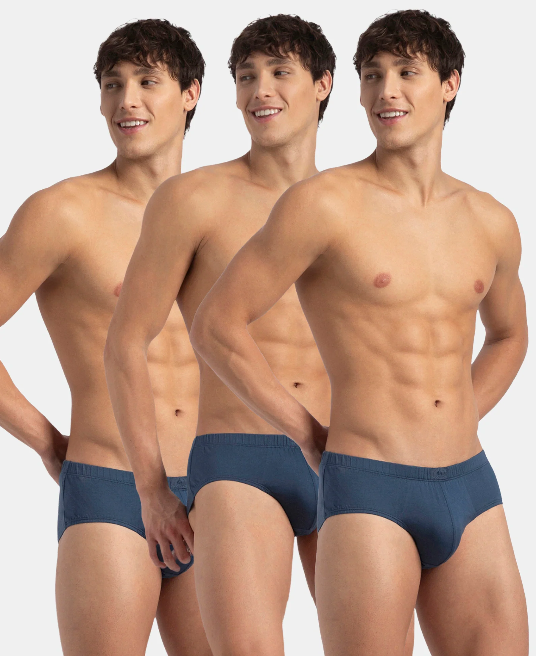 Super Combed Cotton Solid Brief with Ultrasoft Concealed Waistband - Dark Denim (Pack of 3) - Image 5