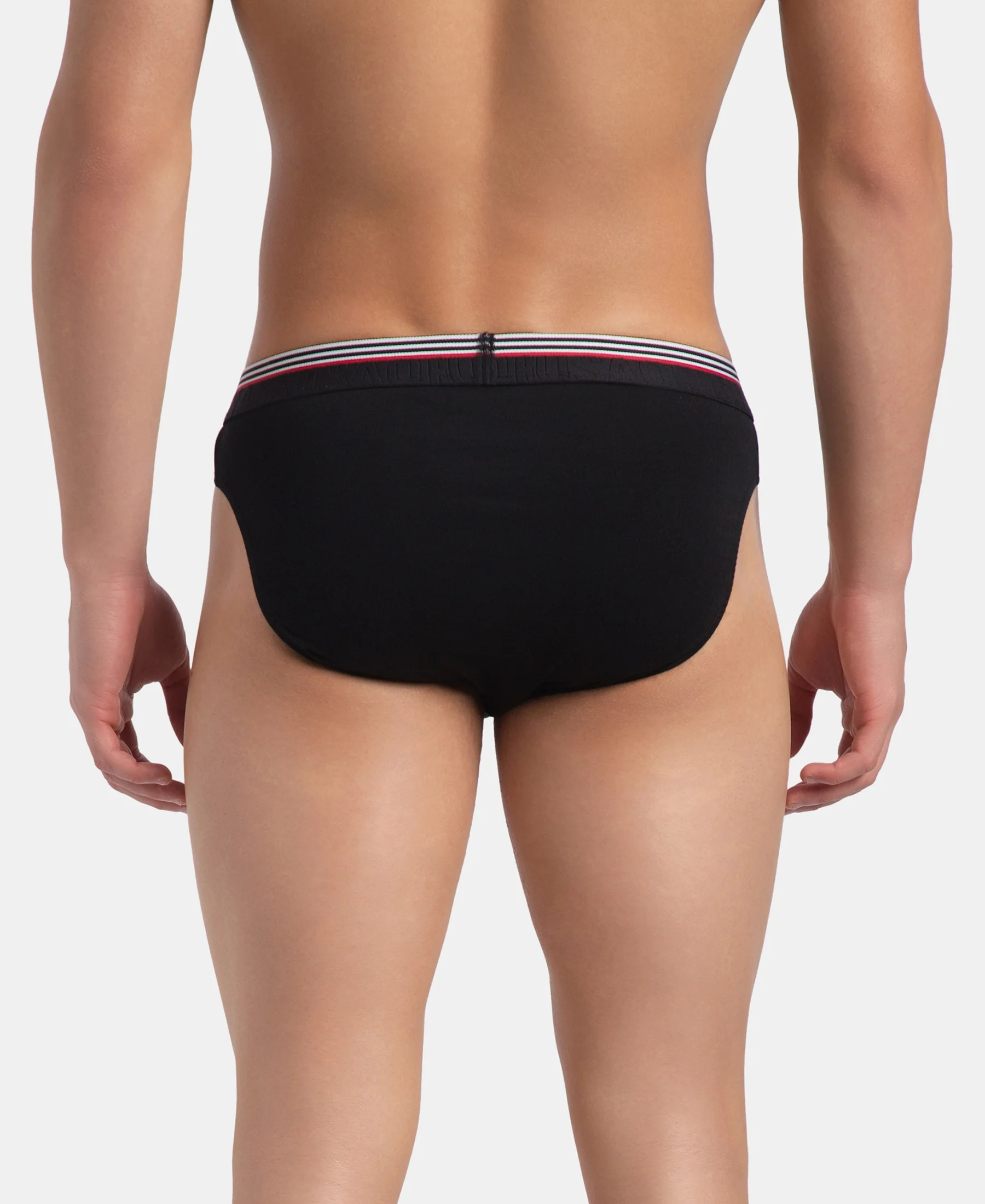 Super Combed Cotton Solid Brief with Ultrasoft Waistband - New Black - Image 3