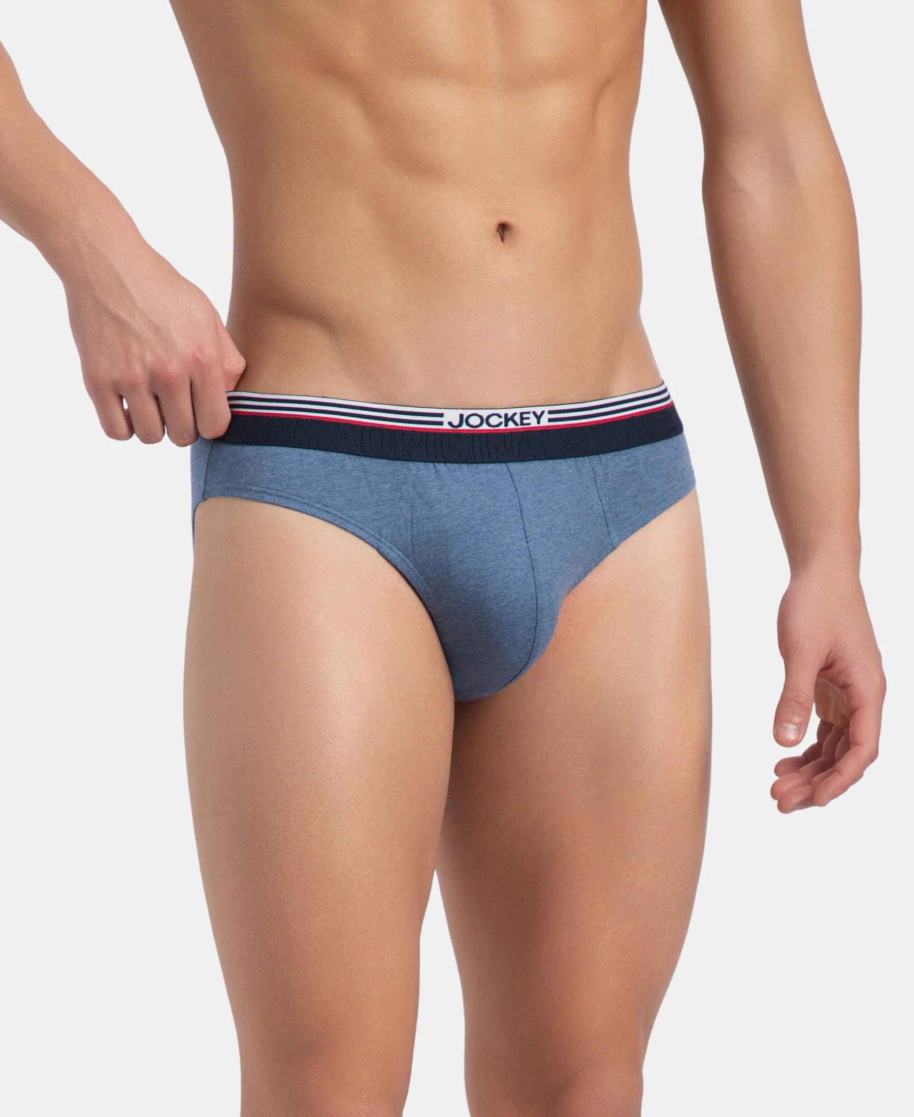 Super Combed Cotton Solid Brief with Ultrasoft Waistband - New Light Denim Melange (Pack of 2) - Image 3