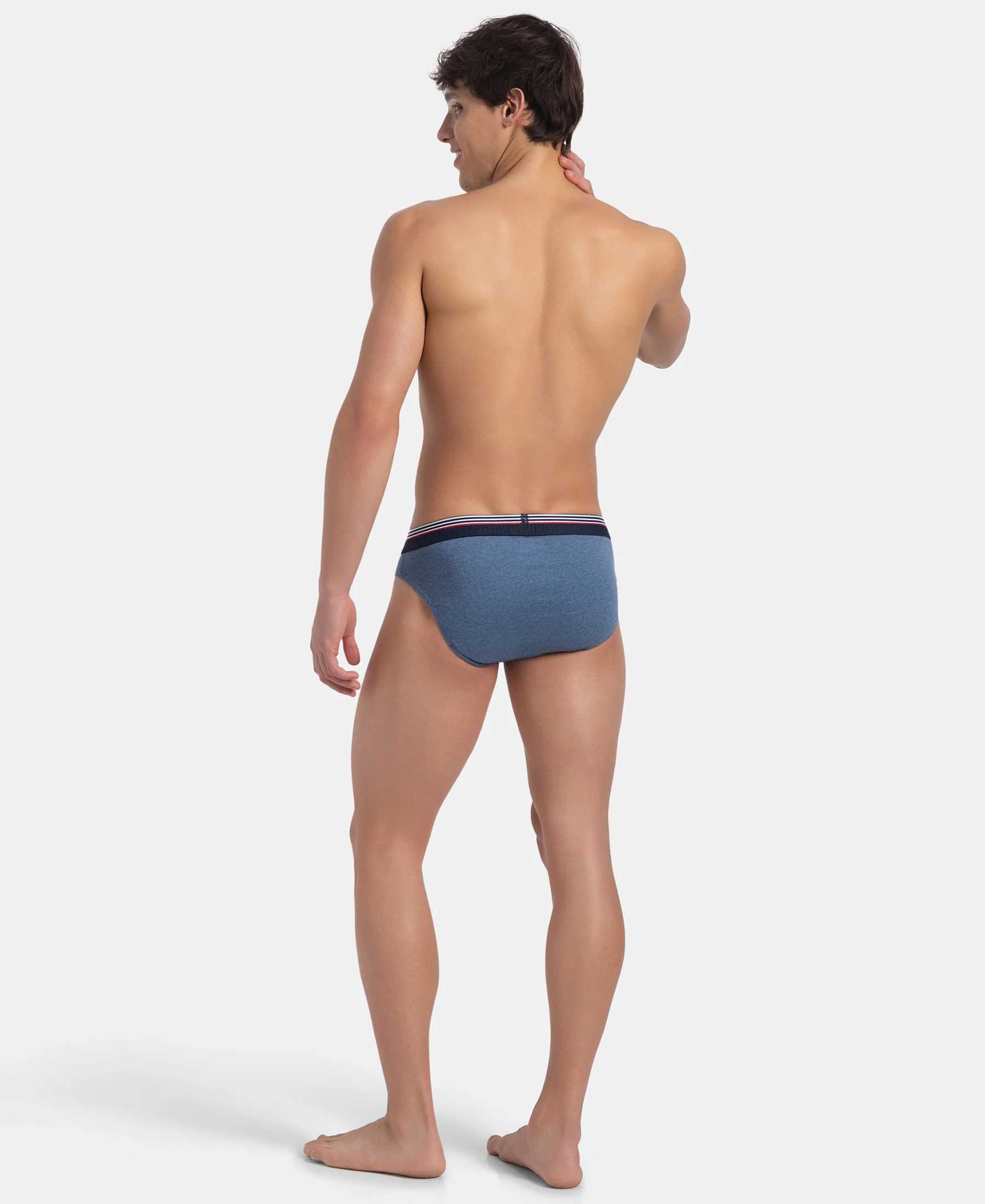 Super Combed Cotton Solid Brief with Ultrasoft Waistband - New Light Denim Melange (Pack of 2) - Image 7