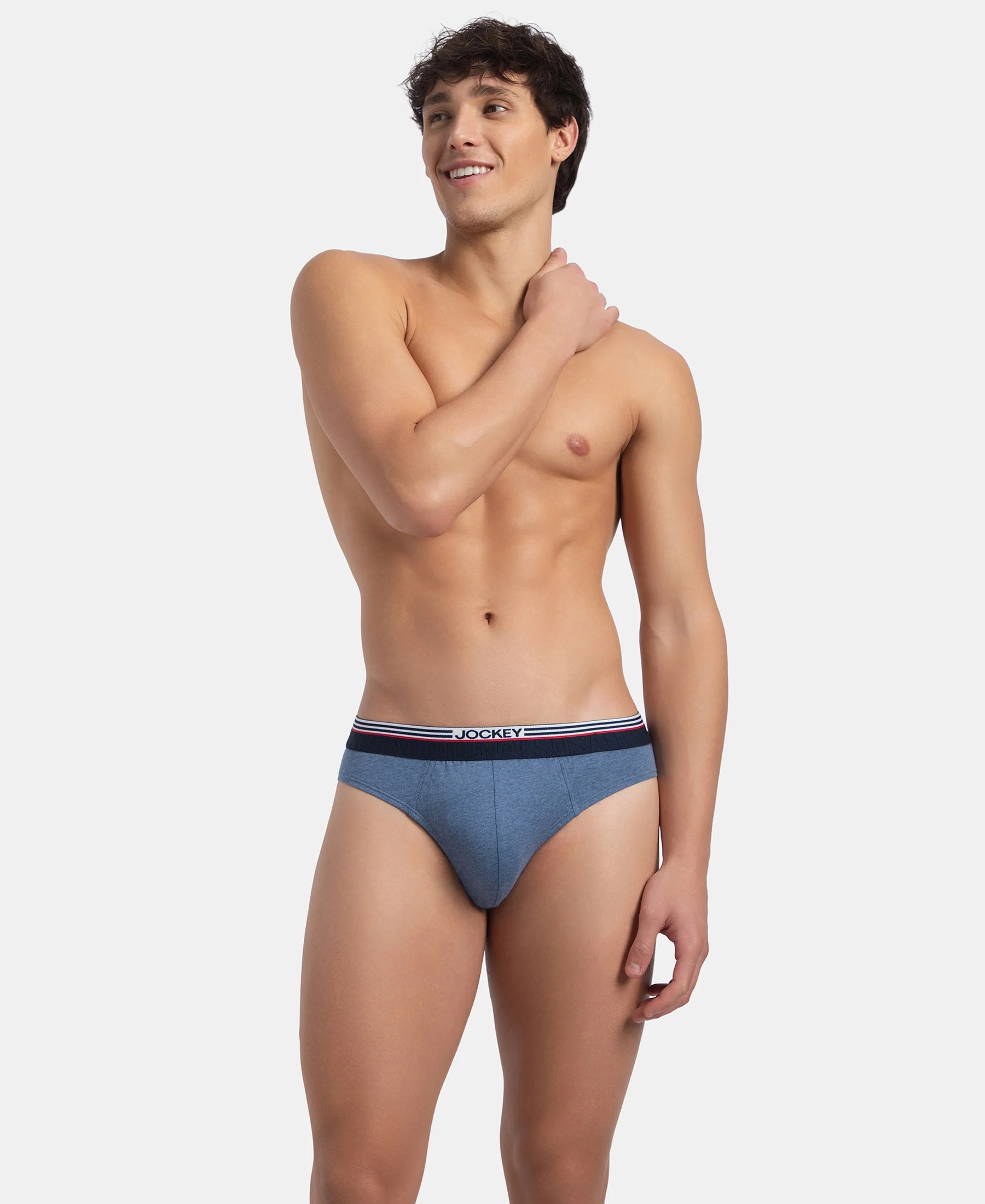 Super Combed Cotton Solid Brief with Ultrasoft Waistband - New Light Denim Melange - Image 5