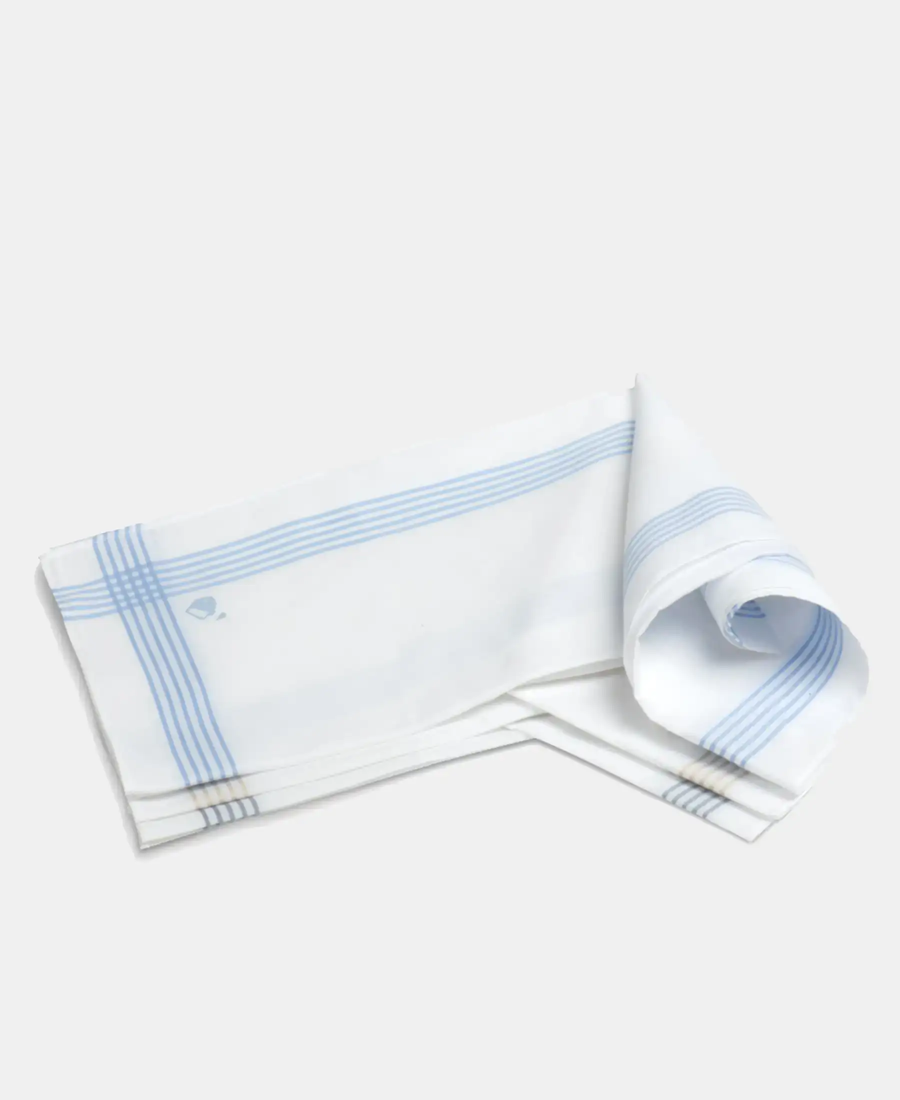 Super Combed Cotton Striped Border Handkerchief with Stay Fresh Properties - White (Pack of 3) - Image 3