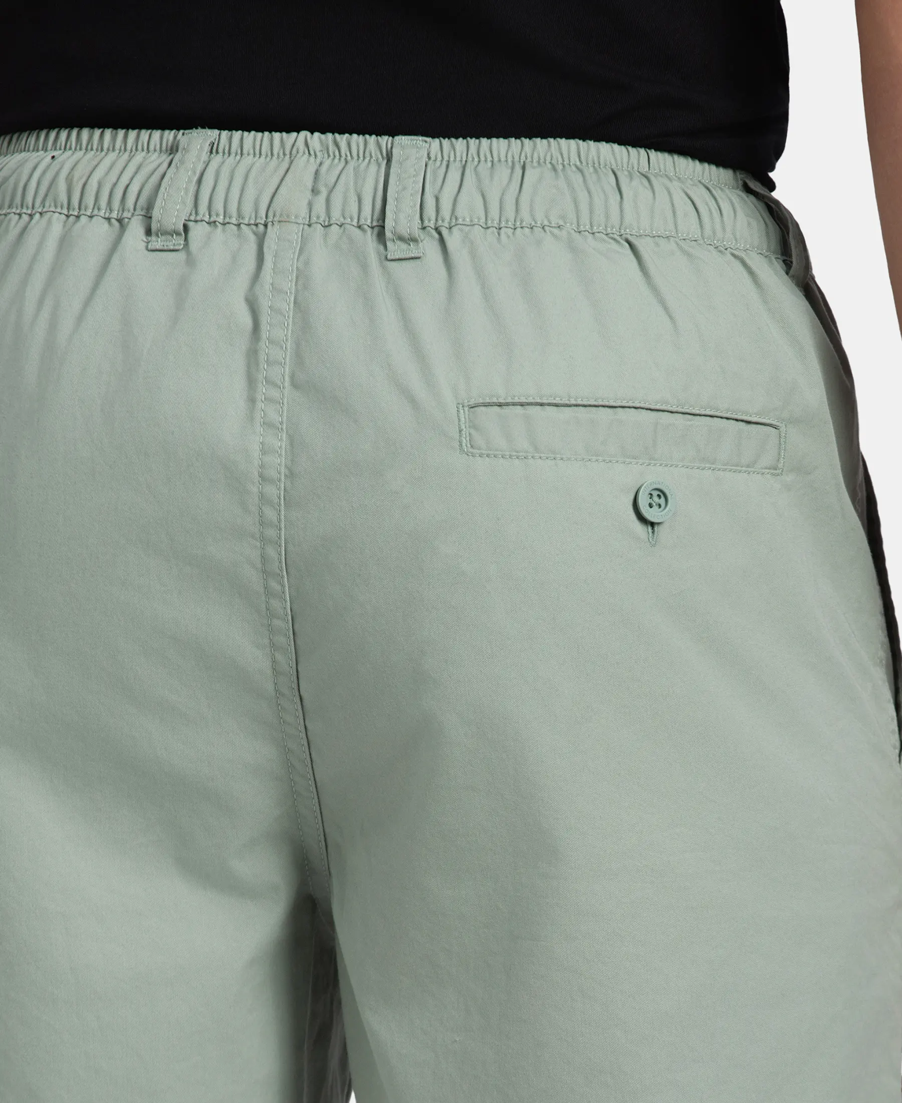 Super Combed Mercerised Cotton Woven Straight Fit Shorts with Side Pockets - Iceberg Green - Image 8