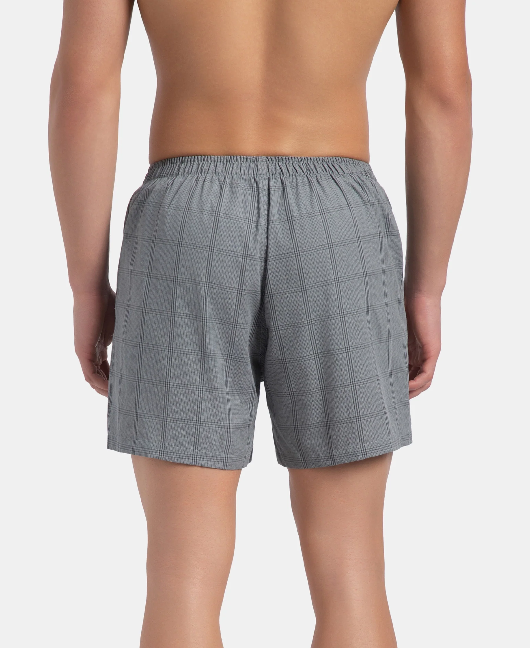 Super Combed Mercerized Cotton Woven Checkered Inner Boxers with Ultrasoft and Durable Inner Waistband - Black & Mauve Wine New (Pack of 2) - Image 7