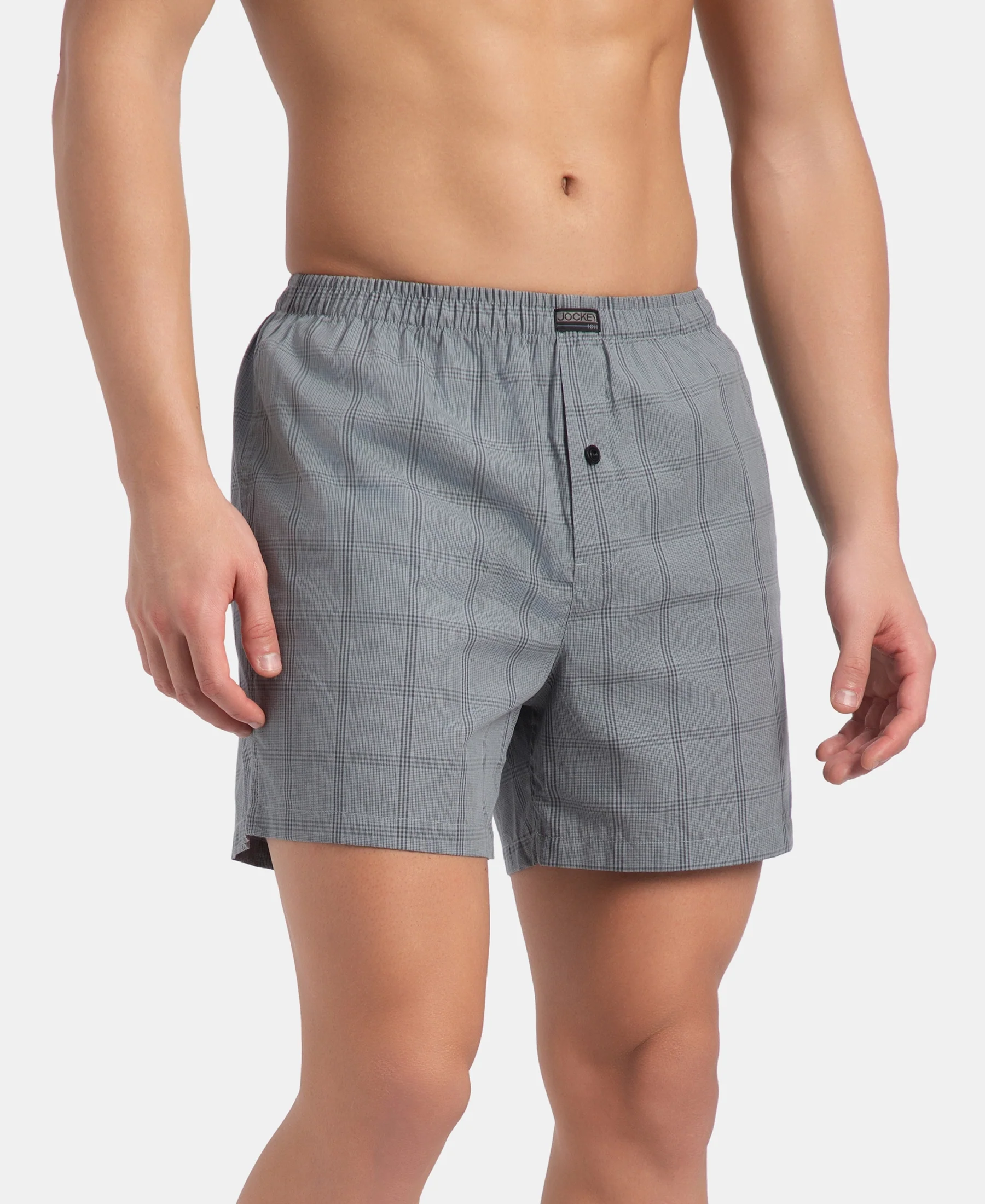 Super Combed Mercerized Cotton Woven Checkered Inner Boxers with Ultrasoft and Durable Inner Waistband - Monument & Dark Forest (Pack of 2) - Image 4