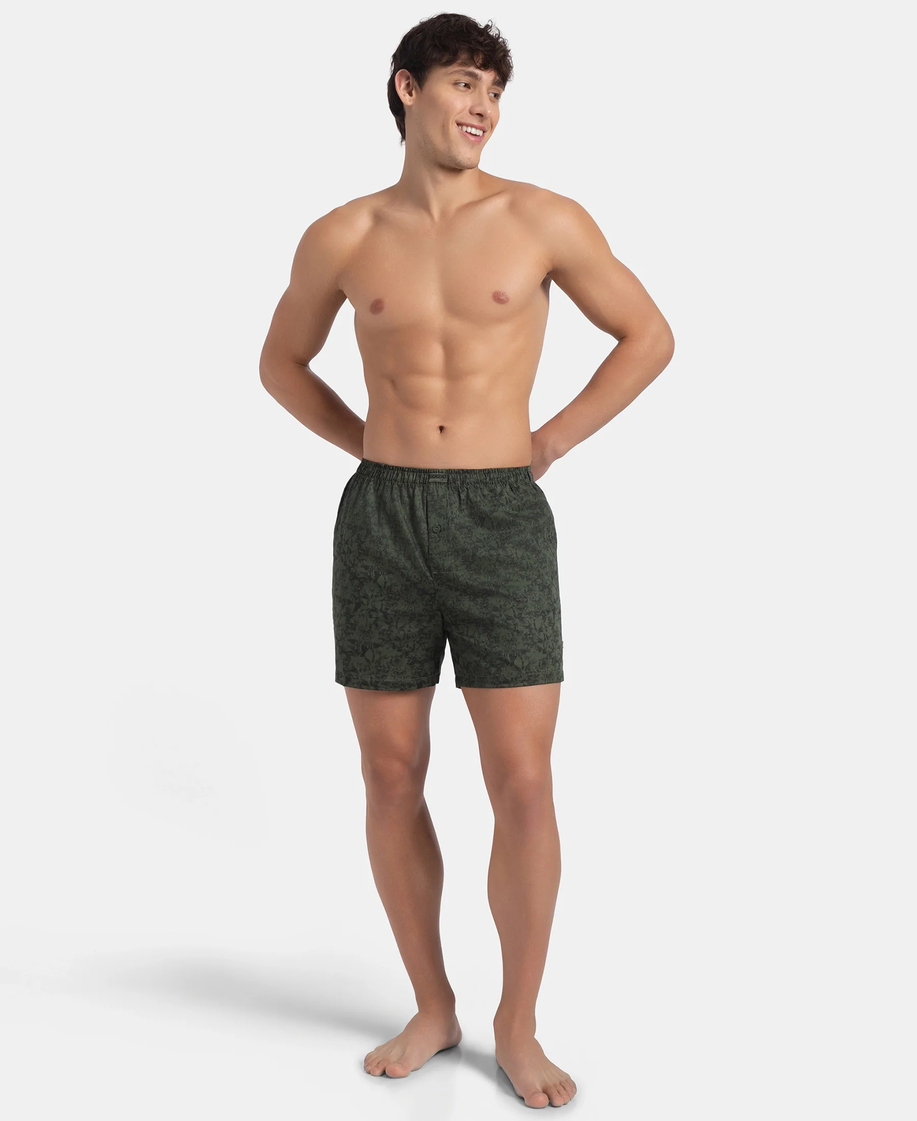 Super Combed Mercerized Cotton Woven Printed Inner Boxers with Ultrasoft and Durable Inner Waistband - Black & Thyme New (Pack of 2) - Image 10