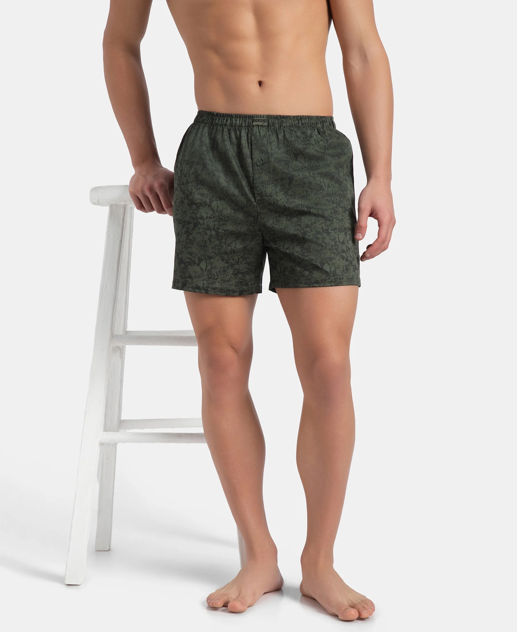 Super Combed Mercerized Cotton Woven Printed Inner Boxers with Ultrasoft and Durable Inner Waistband - Black & Thyme New (Pack of 2) - Image 12