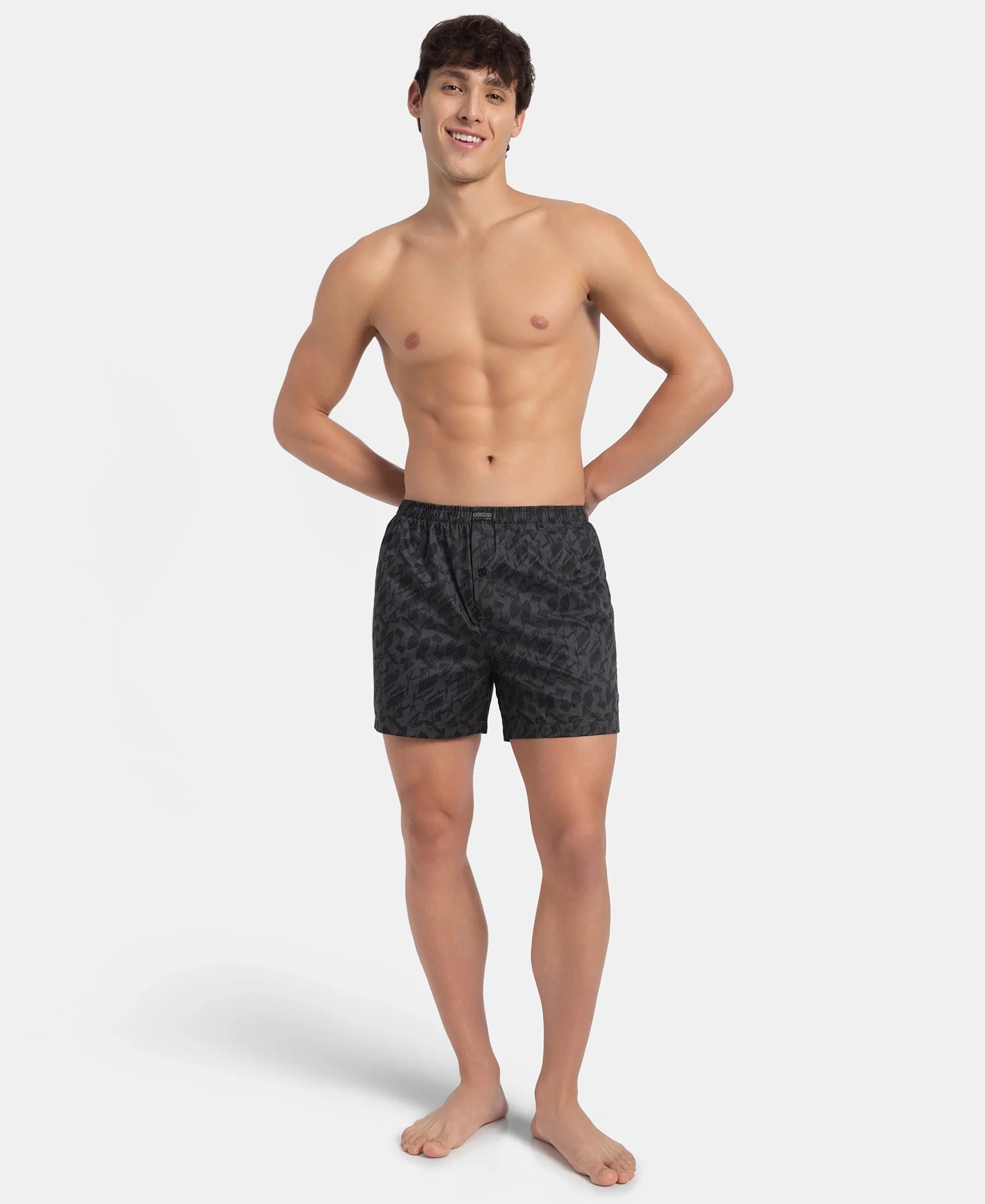 Super Combed Mercerized Cotton Woven Printed Inner Boxers with Ultrasoft and Durable Inner Waistband - Black & Thyme New (Pack of 2) - Image 9