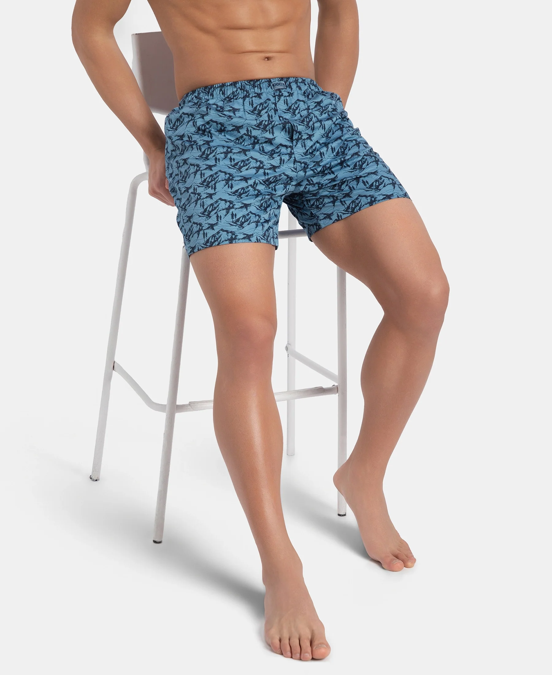 Super Combed Mercerized Cotton Woven Printed Inner Boxers with Ultrasoft and Durable Inner Waistband - Blue Heaven & Deep Slate New (Pack of 2) - Image 11