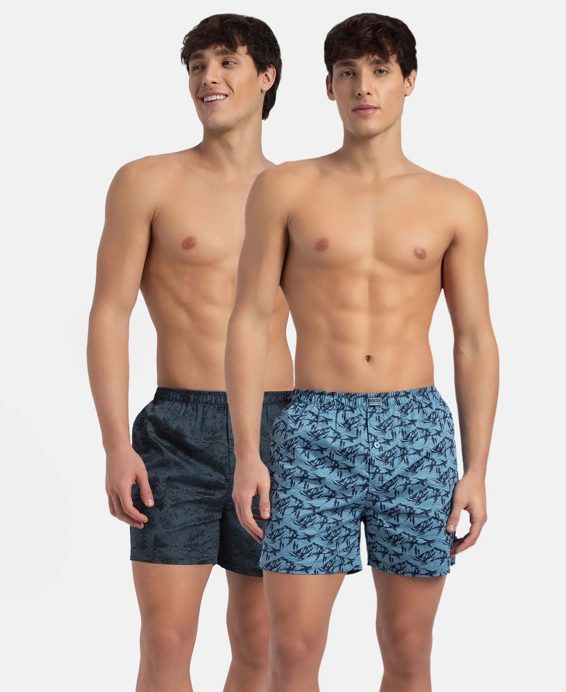 Super Combed Mercerized Cotton Woven Printed Inner Boxers with Ultrasoft and Durable Inner Waistband - Blue Heaven & Deep Slate New (Pack of 2) - Image 5