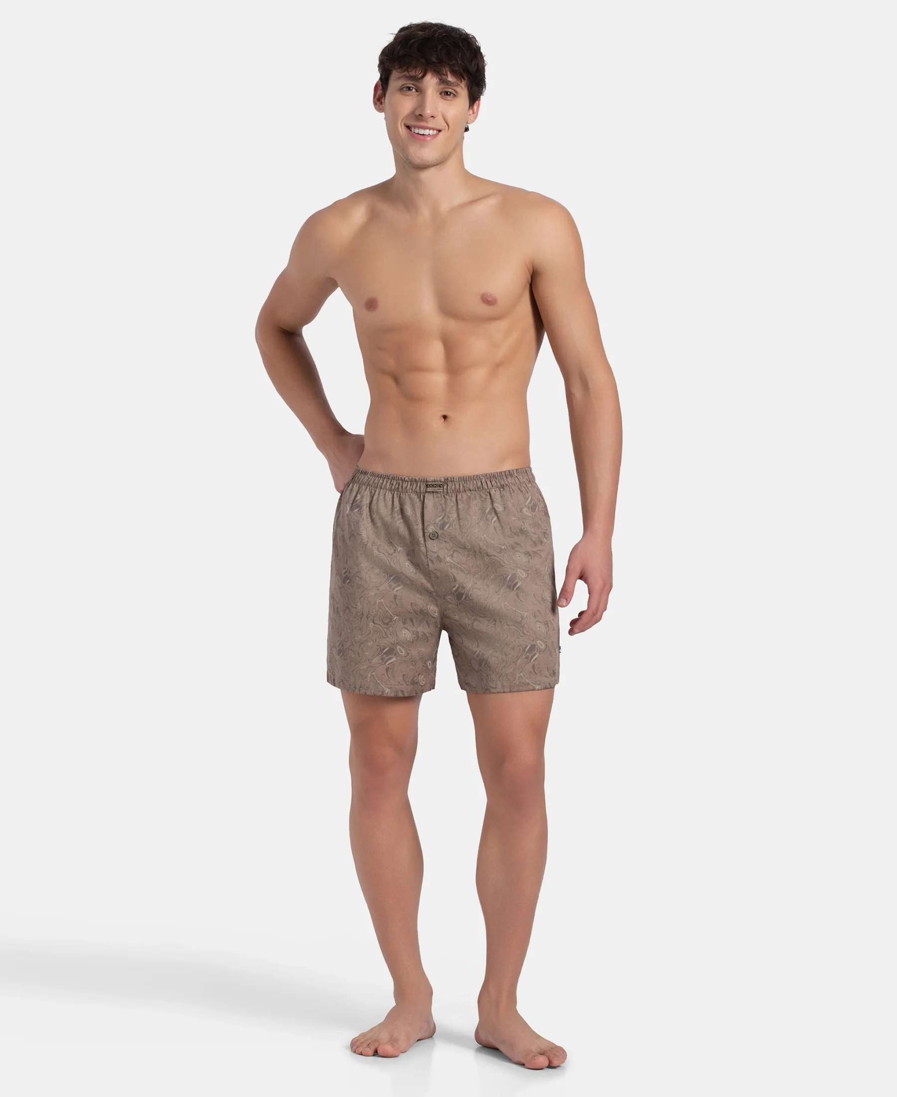 Super Combed Mercerized Cotton Woven Printed Inner Boxers with Ultrasoft and Durable Inner Waistband - Desert Taupe & Mauve Wine (Pack of 2) - Image 10