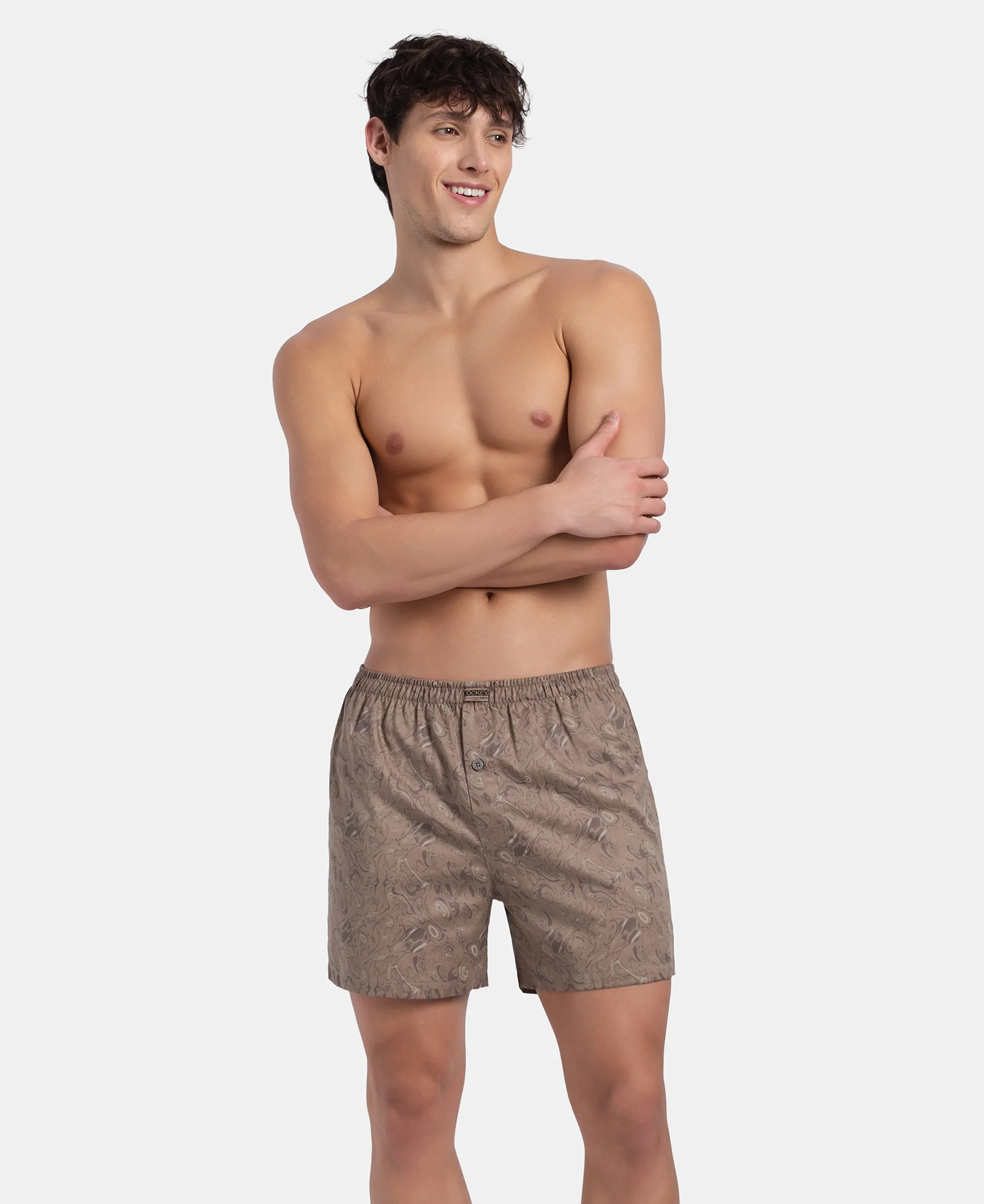 Super Combed Mercerized Cotton Woven Printed Inner Boxers with Ultrasoft and Durable Inner Waistband - Desert Taupe & Mauve Wine (Pack of 2) - Image 12