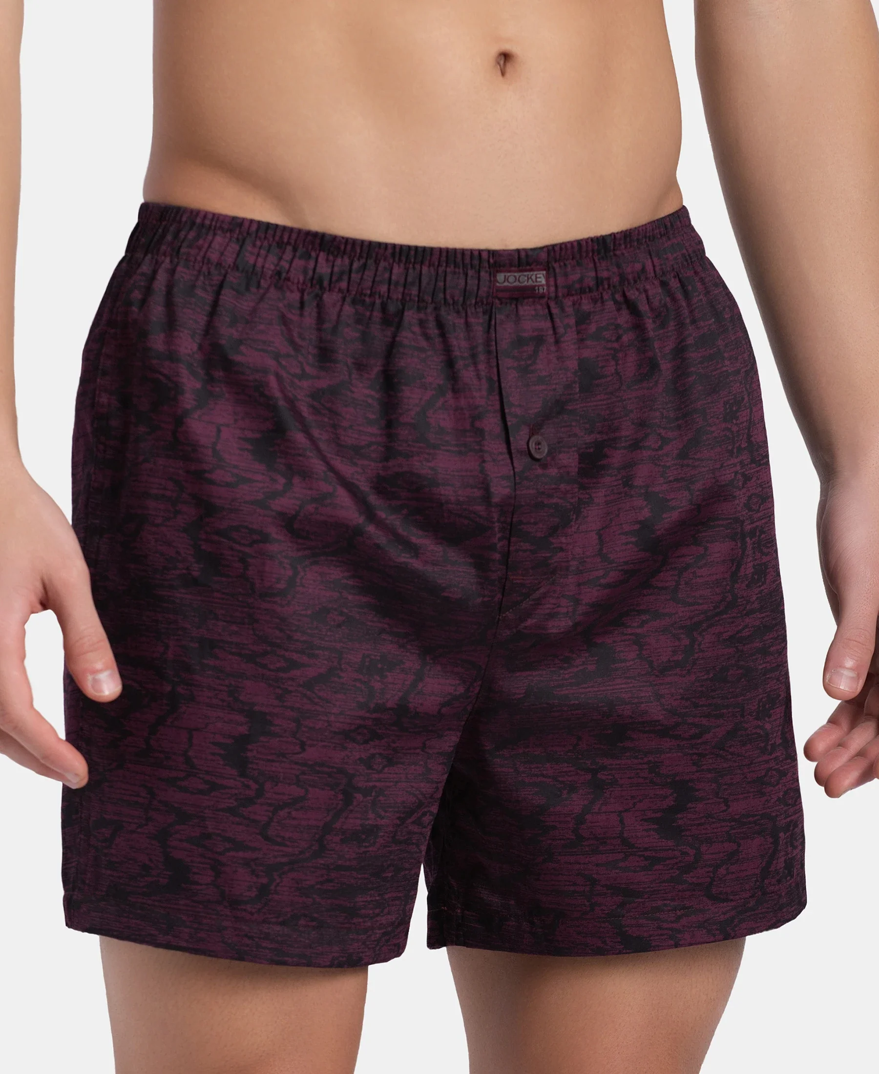 Super Combed Mercerized Cotton Woven Printed Inner Boxers with Ultrasoft and Durable Inner Waistband - Desert Taupe & Mauve Wine (Pack of 2) - Image 13
