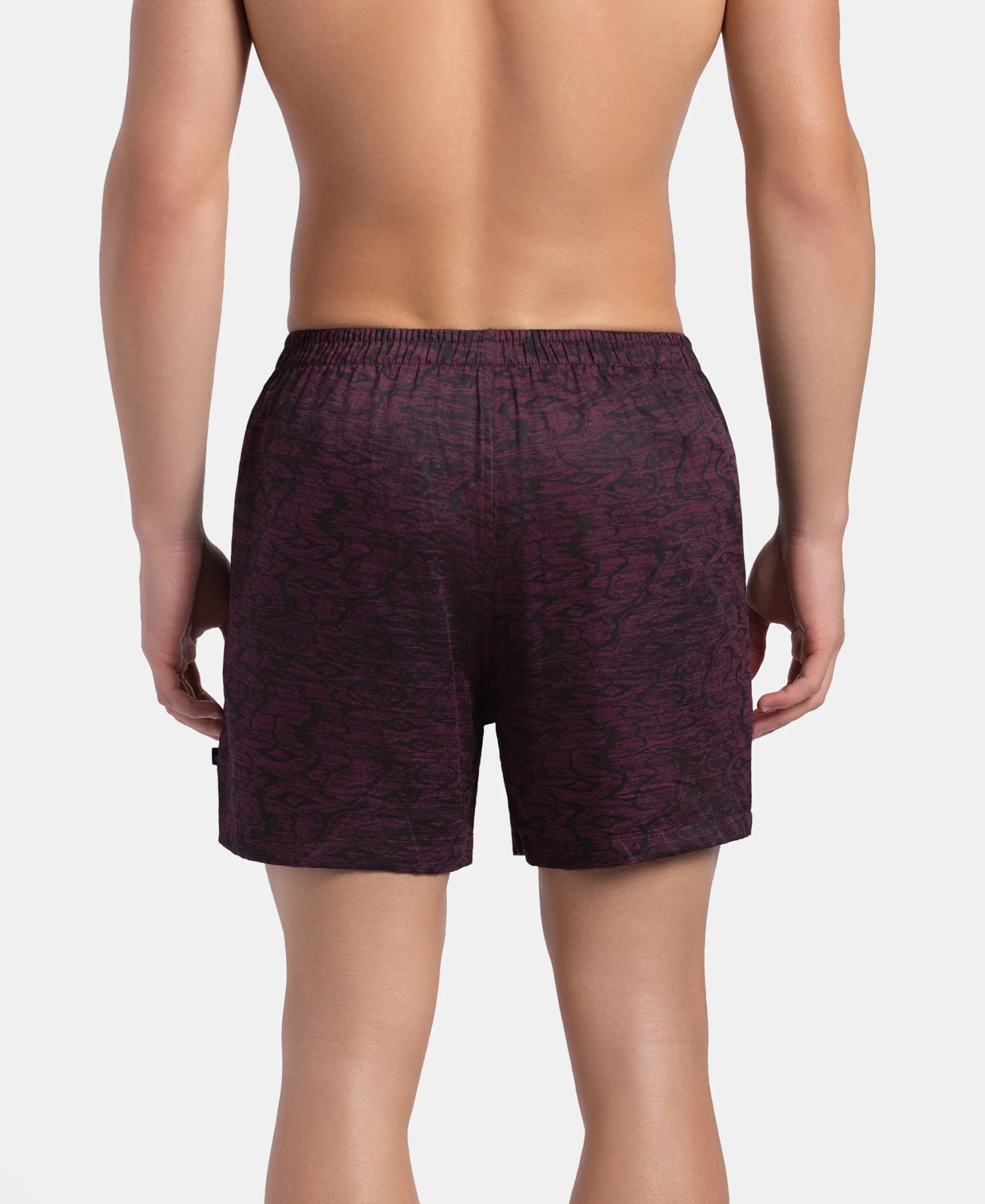 Super Combed Mercerized Cotton Woven Printed Inner Boxers with Ultrasoft and Durable Inner Waistband - Desert Taupe & Mauve Wine (Pack of 2) - Image 7