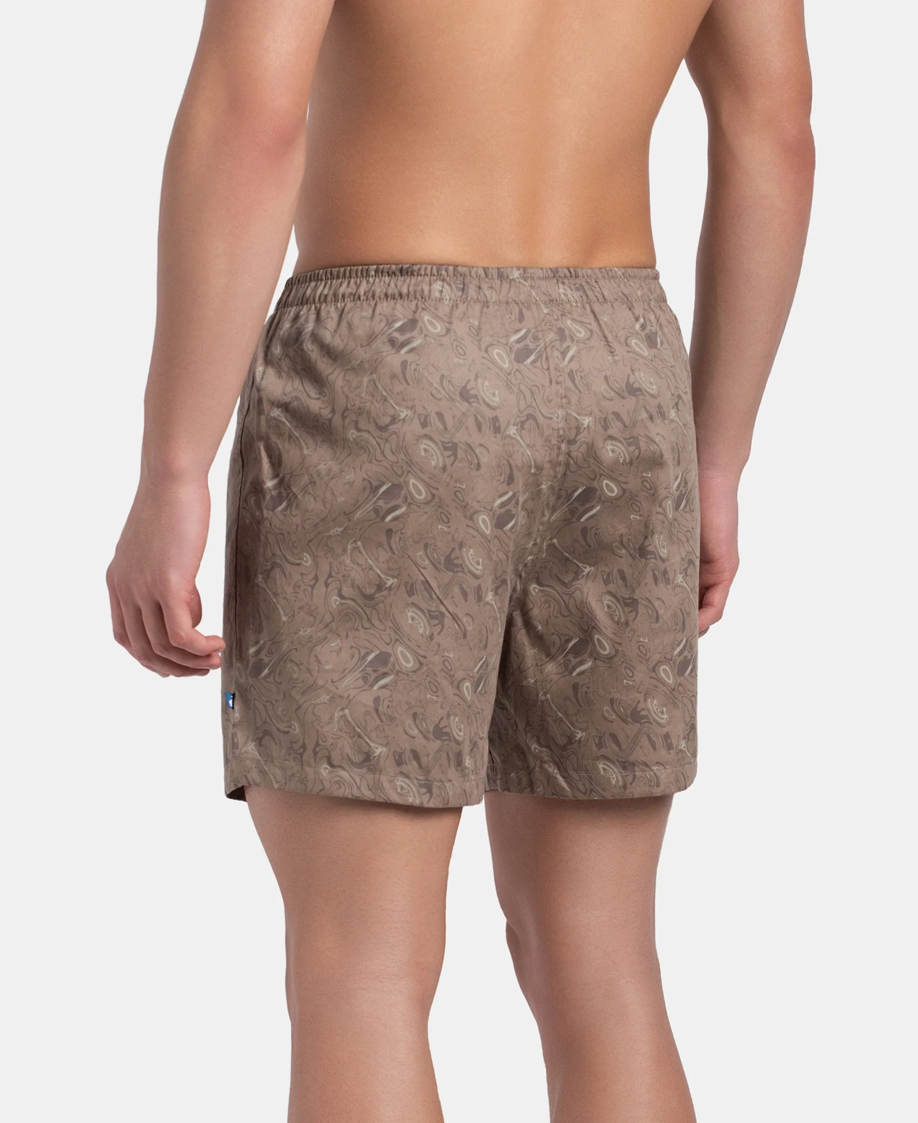 Super Combed Mercerized Cotton Woven Printed Inner Boxers with Ultrasoft and Durable Inner Waistband - Desert Taupe & Mauve Wine (Pack of 2) - Image 8