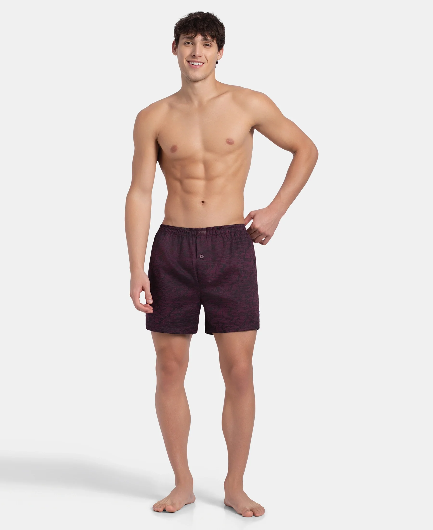 Super Combed Mercerized Cotton Woven Printed Inner Boxers with Ultrasoft and Durable Inner Waistband - Desert Taupe & Mauve Wine (Pack of 2) - Image 9