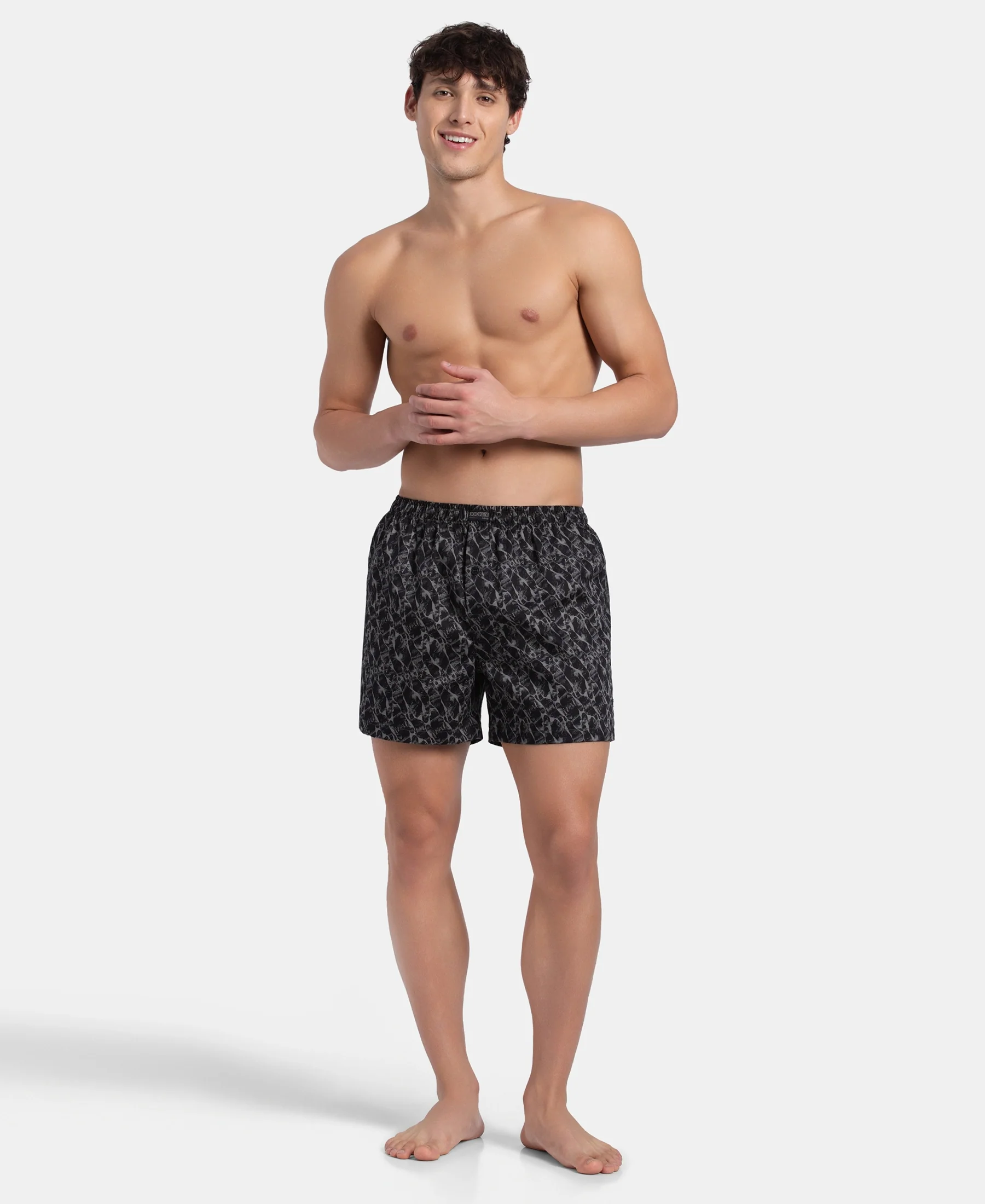 Super Combed Mercerized Cotton Woven Printed Inner Boxers with Ultrasoft and Durable Inner Waistband - Navy & Pewter (Pack of 2) - Image 10