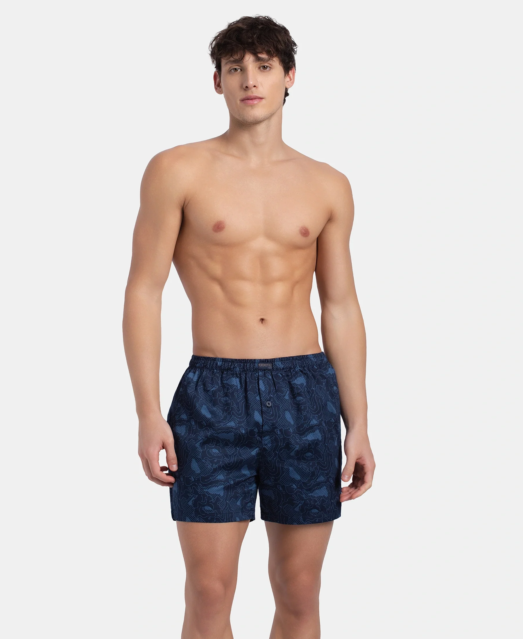 Super Combed Mercerized Cotton Woven Printed Inner Boxers with Ultrasoft and Durable Inner Waistband - Navy & Pewter (Pack of 2) - Image 11