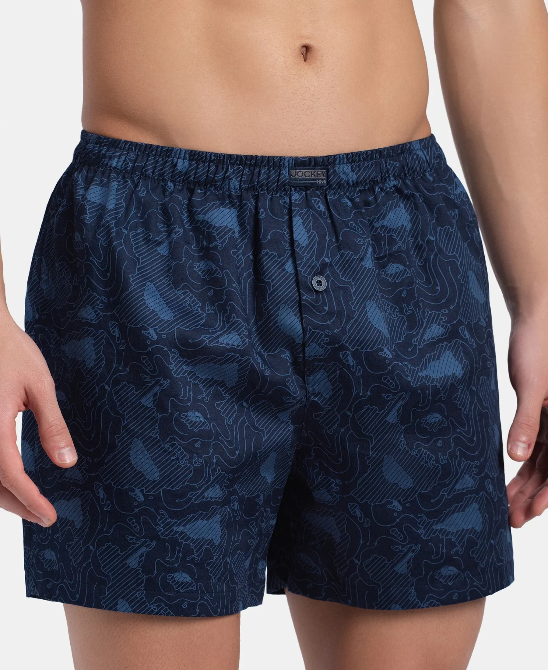 Super Combed Mercerized Cotton Woven Printed Inner Boxers with Ultrasoft and Durable Inner Waistband - Navy & Pewter (Pack of 2) - Image 13