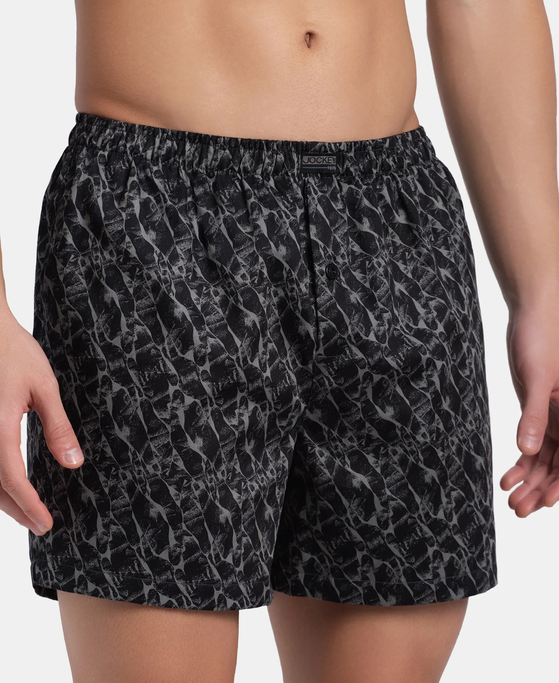 Super Combed Mercerized Cotton Woven Printed Inner Boxers with Ultrasoft and Durable Inner Waistband - Navy & Pewter (Pack of 2) - Image 14