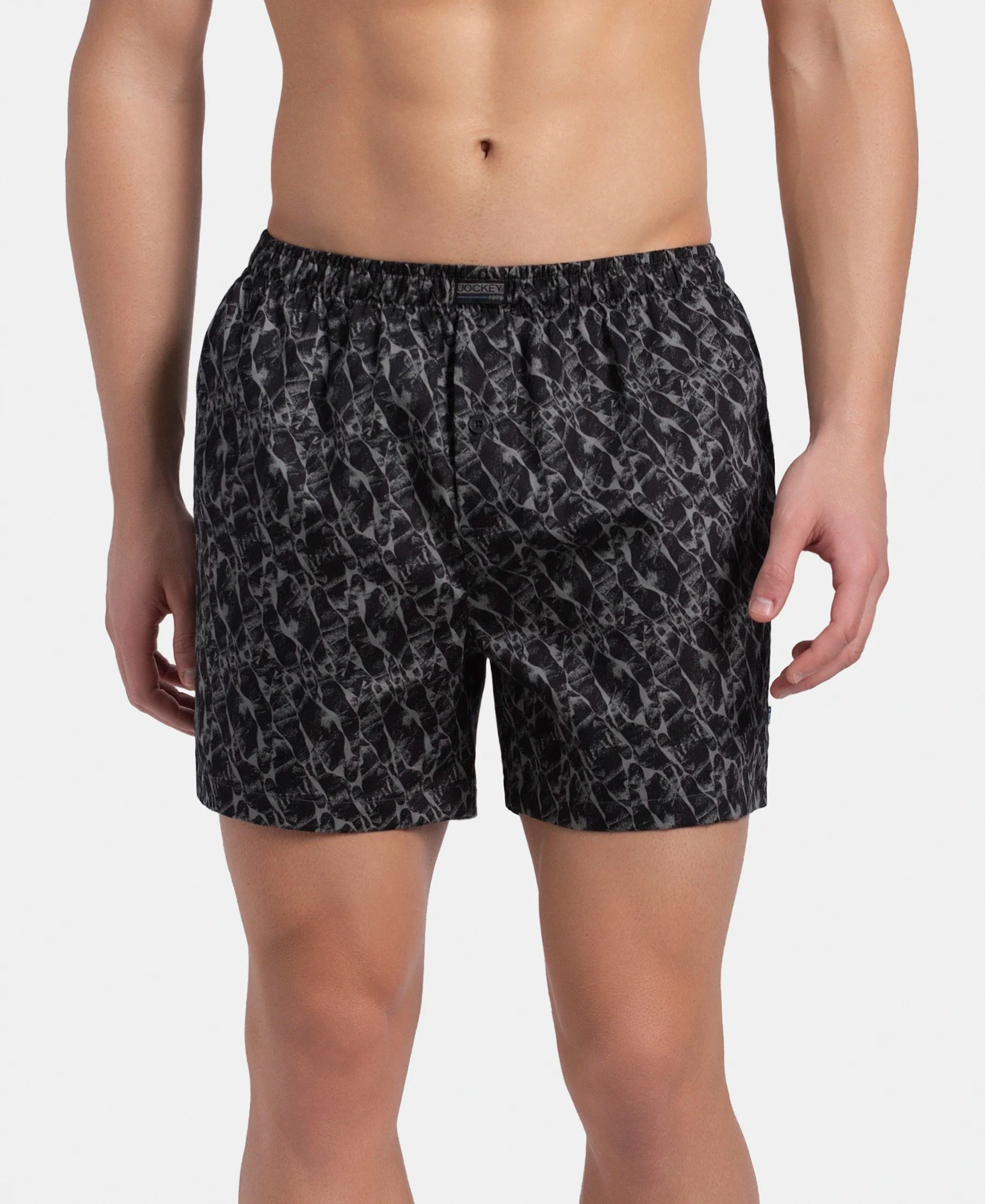 Super Combed Mercerized Cotton Woven Printed Inner Boxers with Ultrasoft and Durable Inner Waistband - Navy & Pewter (Pack of 2) - Image 3